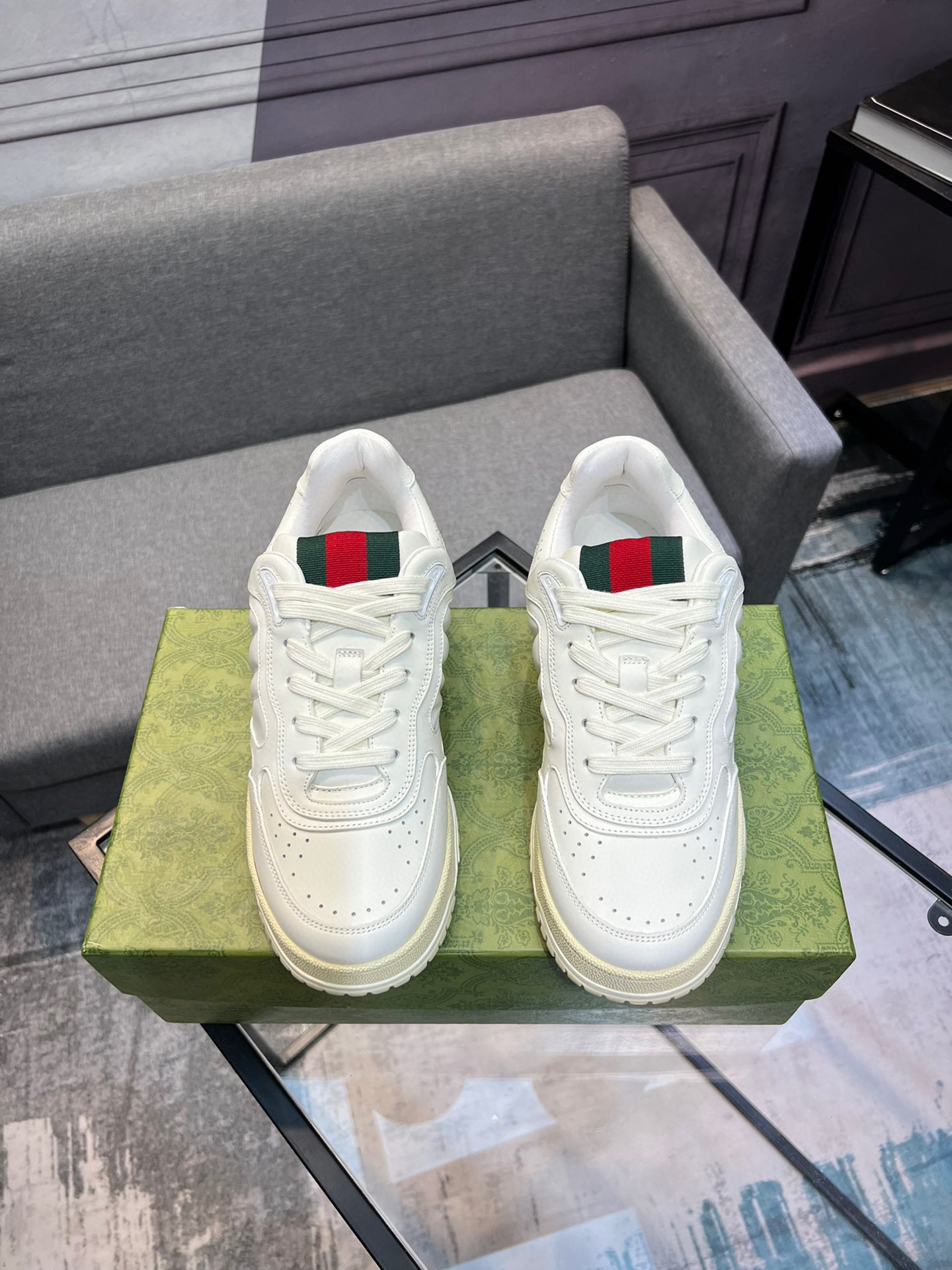 Gucci Basketball Style Sneakers with Interlocking G Detail - White Leather 1 Gucci Basketball Style Sneakers with Interlocking G Detail - White Leather