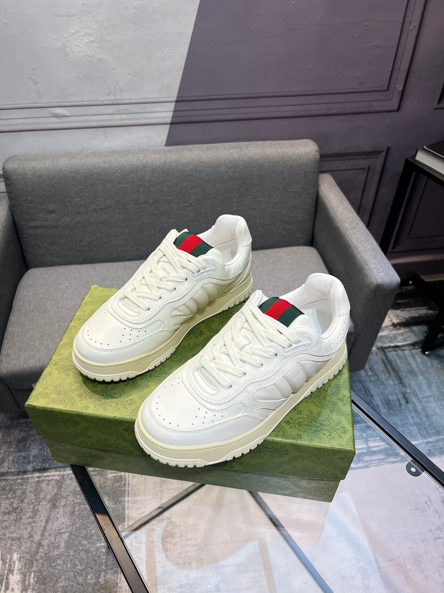 Gucci Basketball Style Sneakers with Interlocking G Detail - White Leather 3 i1742650889135 5742 0 1