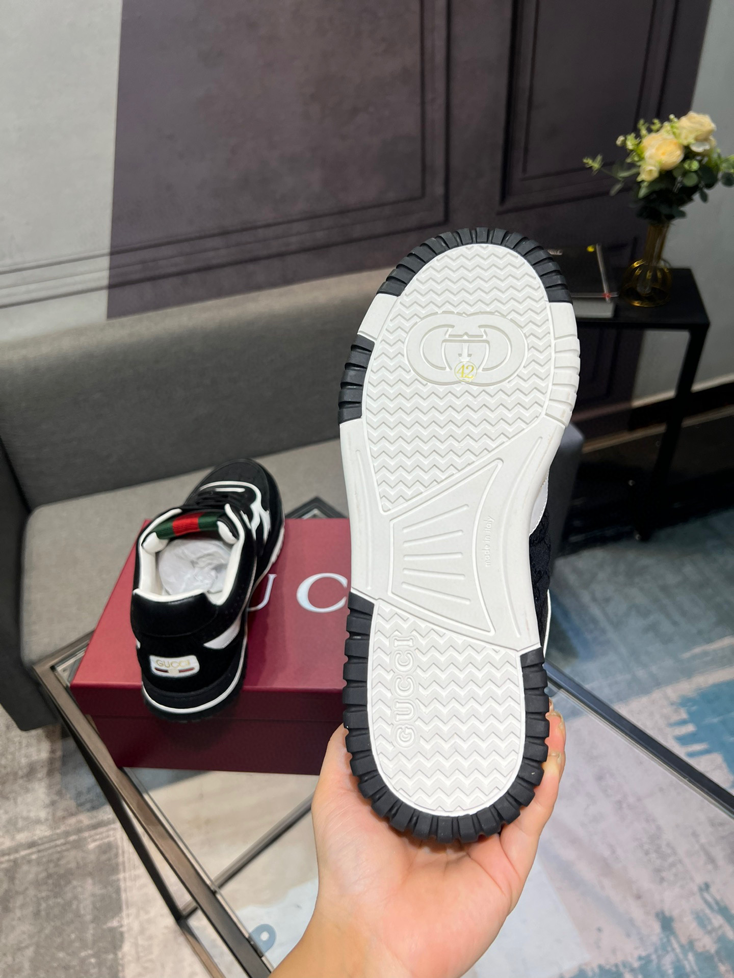 Gucci Men's and Women's Sneakers, Black Leather, Iconic Design, Sizes 38-46 29 i1742651132058 8625 0 5