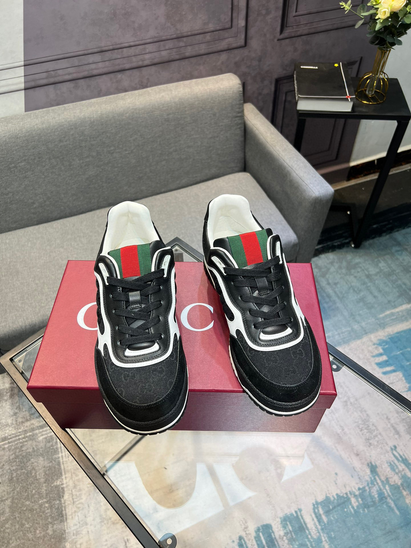 Gucci Men's and Women's Sneakers, Black Leather, Iconic Design, Sizes 38-46 27 i1742651133158 6265 0 3