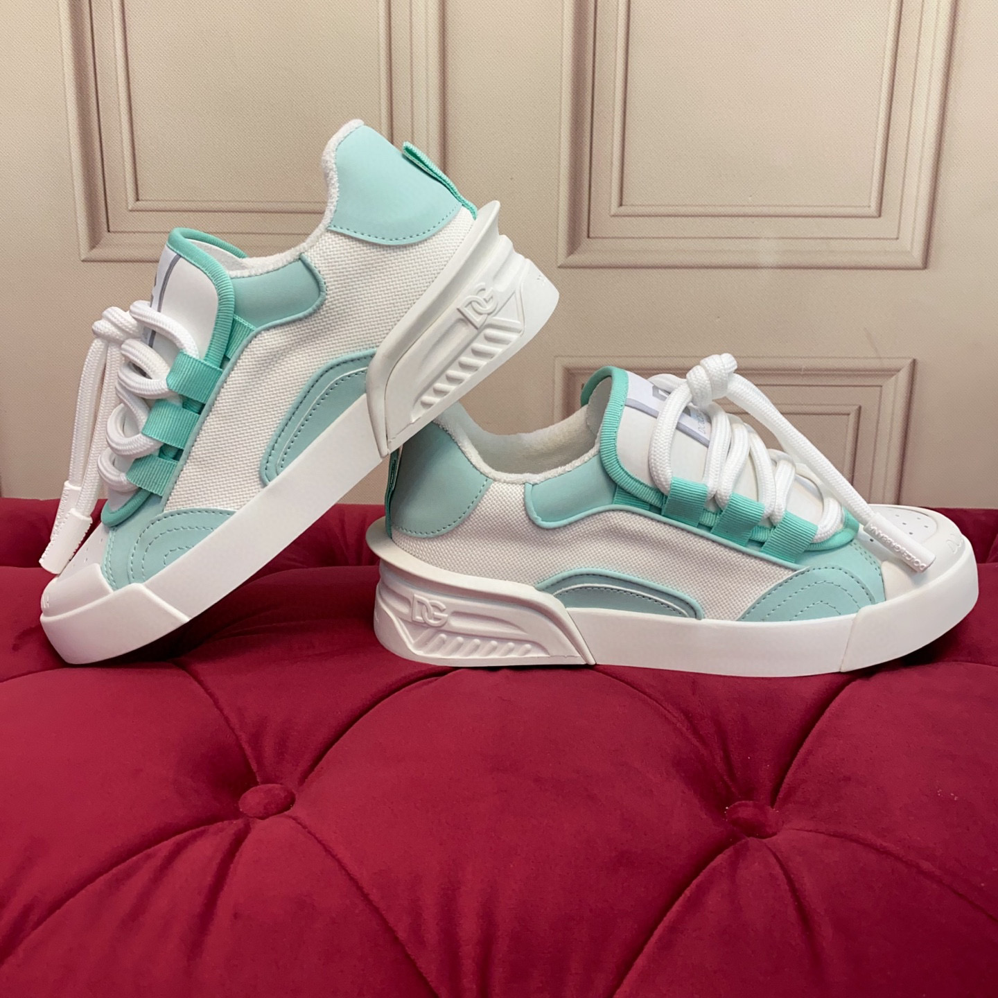 Dolce&Gabbana 2025 Women's Sneakers, Luxury Silk and Leather, Mint Green 7 i1743522860423 1866 0 5