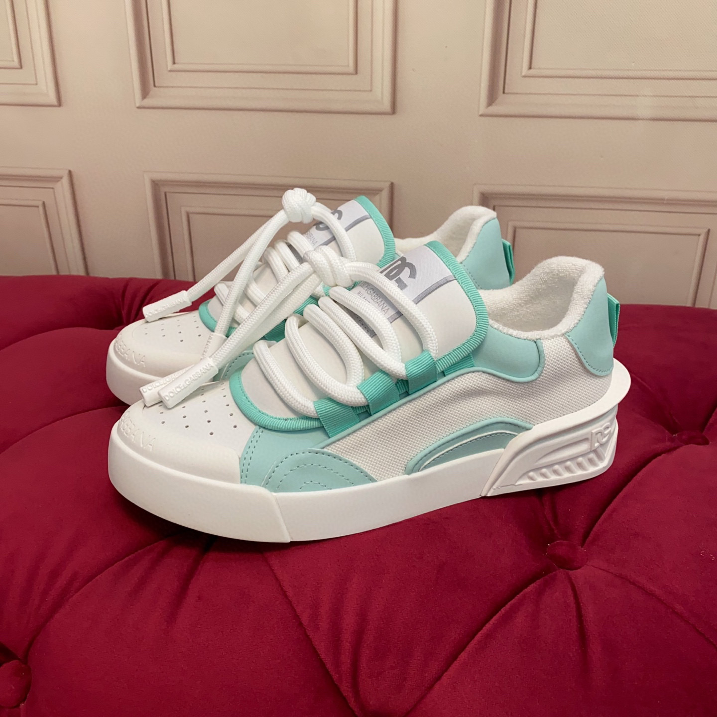 Dolce&Gabbana 2025 Women's Sneakers, Luxury Silk and Leather, Mint Green 5 i1743522860424 2179 0 3