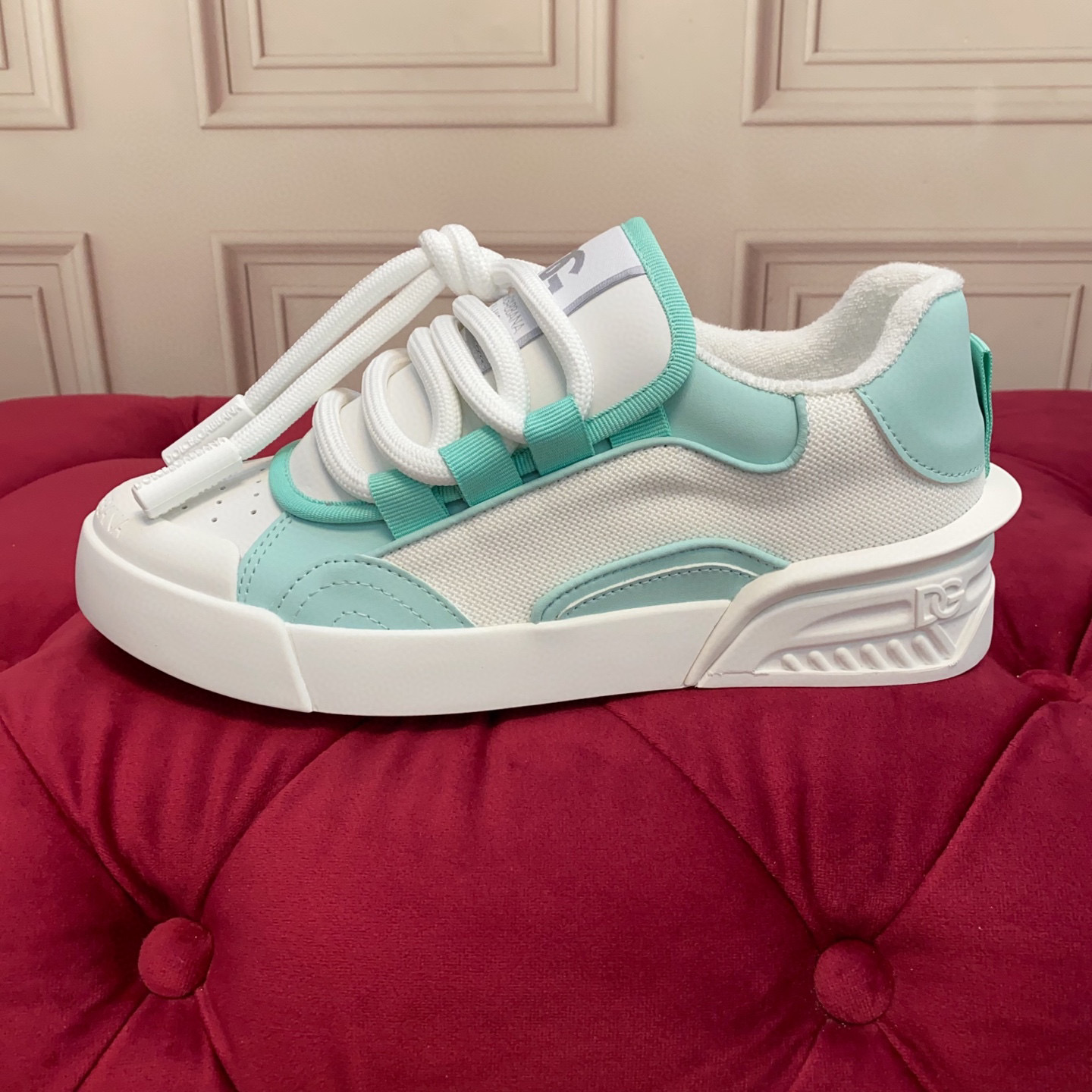 Dolce&Gabbana 2025 Women's Sneakers, Luxury Silk and Leather, Mint Green 9 i1743522861471 2363 0 7