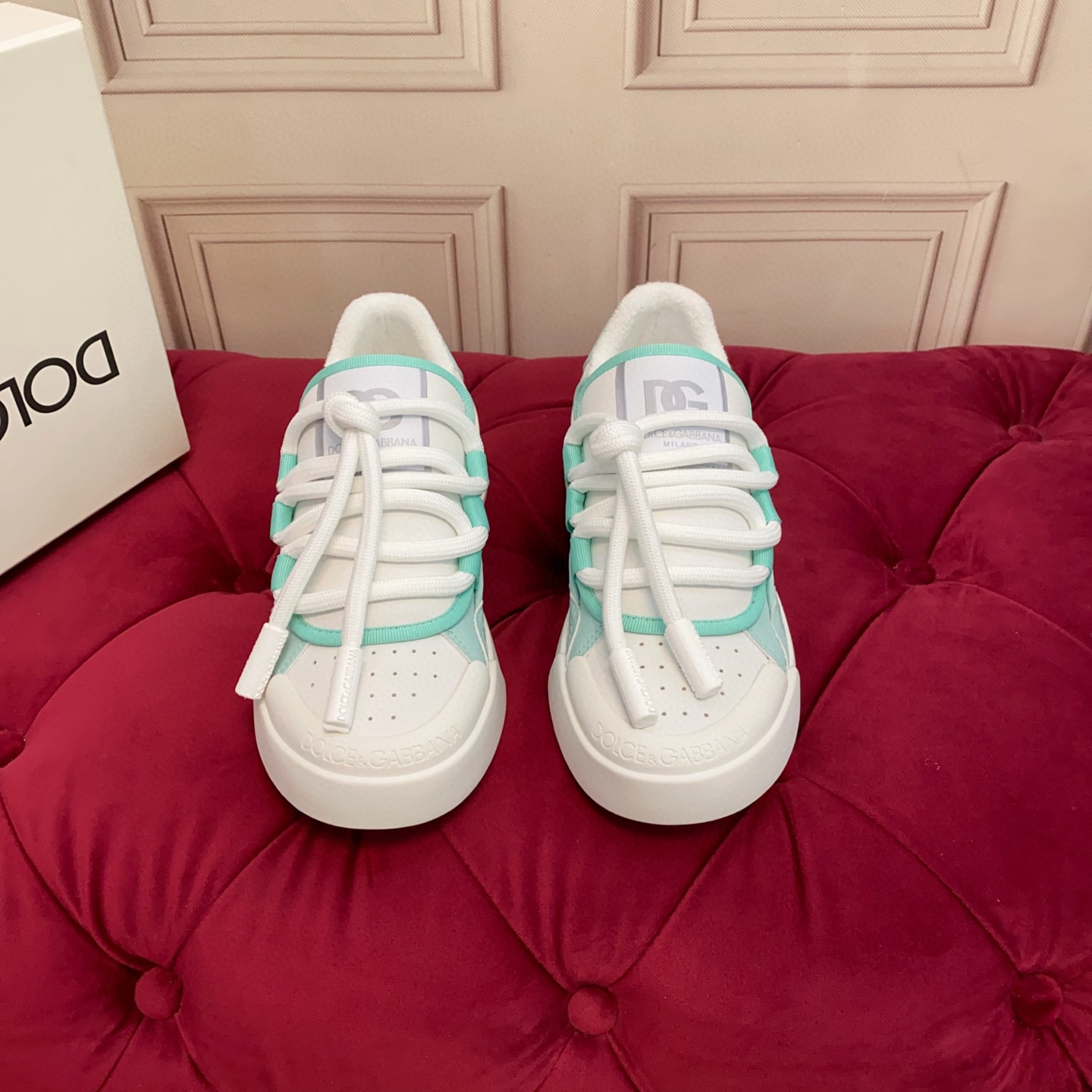 Dolce&Gabbana 2025 Women's Sneakers, Luxury Silk and Leather, Mint Green 4 i1743522861473 8248 0 2