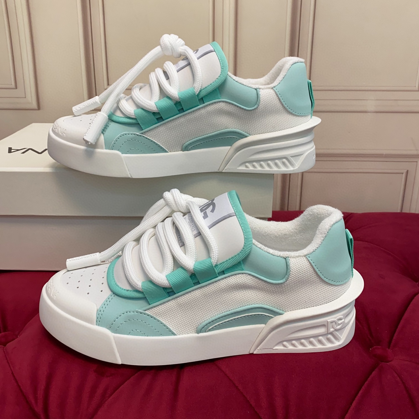 Dolce&Gabbana 2025 Women's Sneakers, Luxury Silk and Leather, Mint Green 3 i1743522861473 9258 0 1