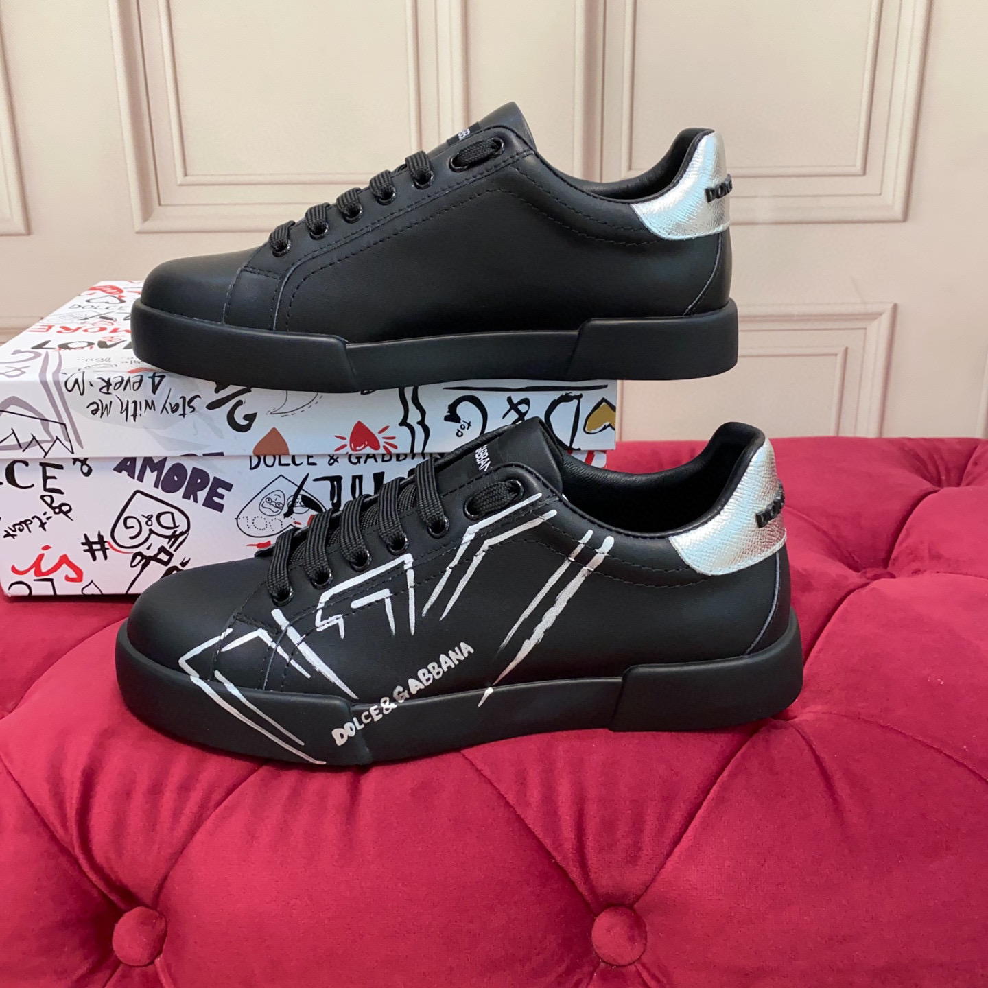 Dolce & Gabbana 2025 Leather Sneakers with Graphic Detail - Luxury Fashion Footwear 3 i1743522949454 3397 0 1