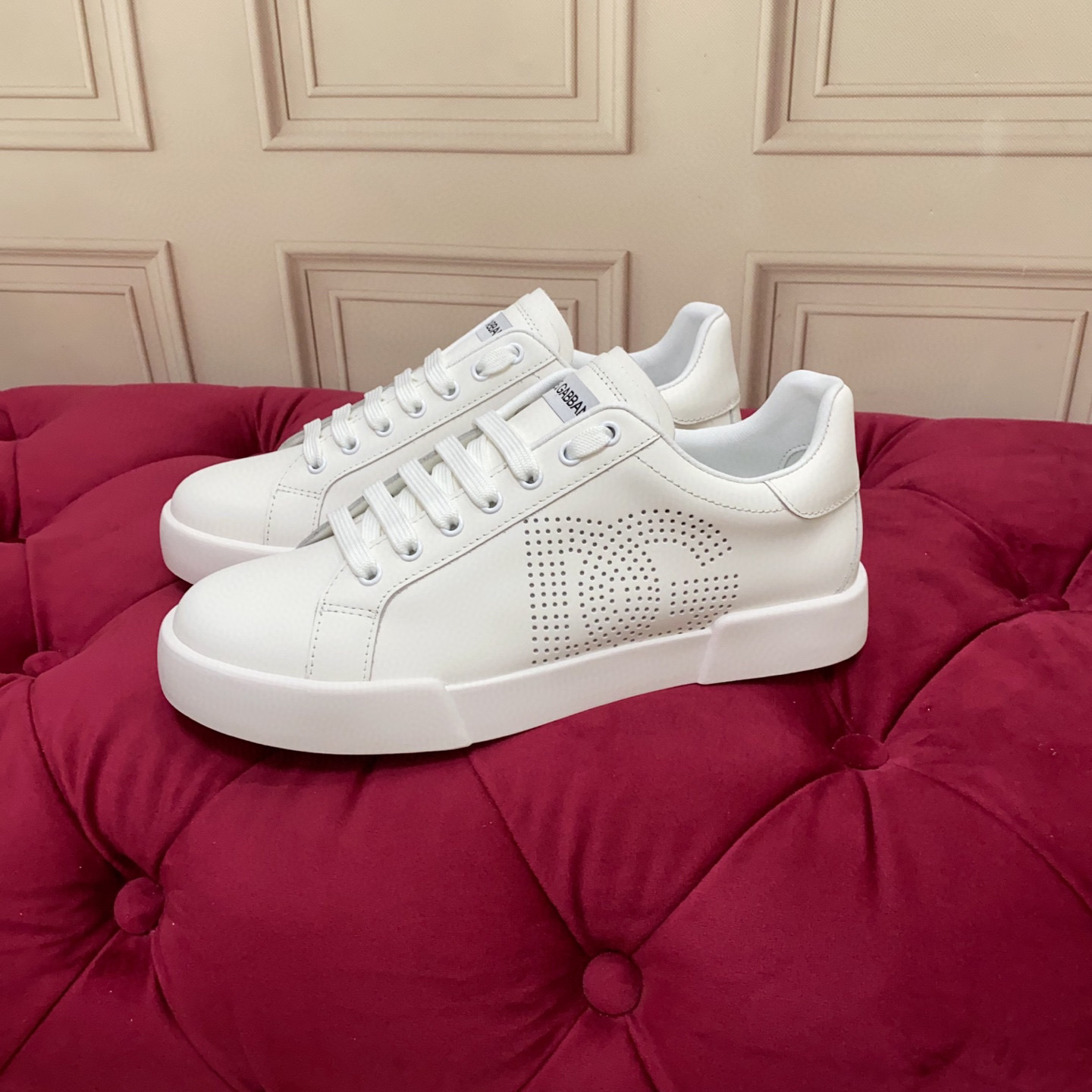 Dolce & Gabbana 2025 White Leather Sneakers with Perforated DG Logo - Luxury 5 i1743523026995 7342 0 3
