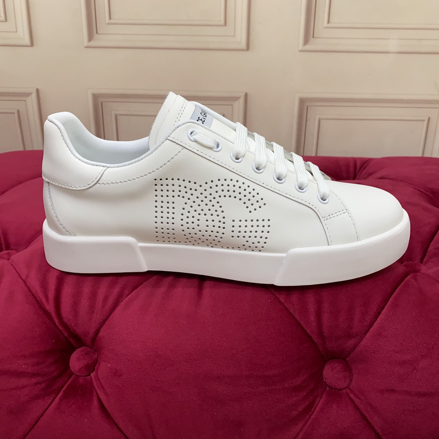 Dolce & Gabbana 2025 White Leather Sneakers with Perforated DG Logo - Luxury 2 i1743523026996 9128 0 0
