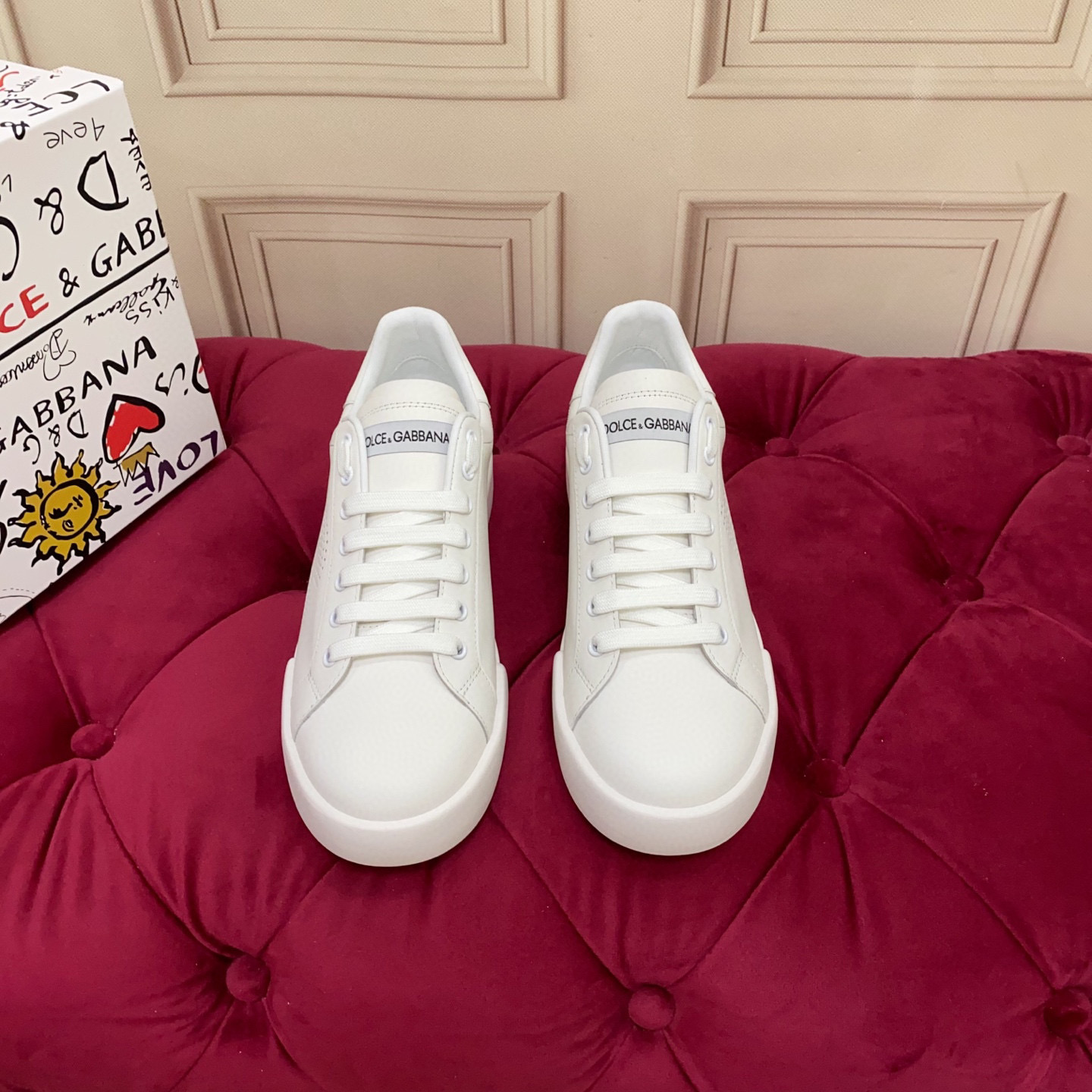 Dolce & Gabbana 2025 White Leather Sneakers with Perforated DG Logo - Luxury 4 i1743523026996 9430 0 2