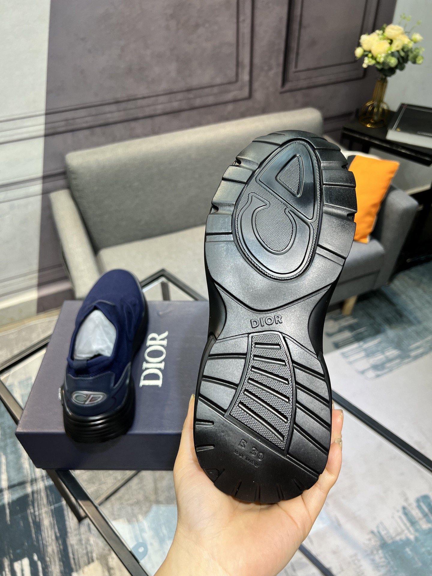 Dior Men's Blue Fabric and Leather Slip-On Sneakers, Size 38-44 7 i1743866328803 6097 0 5