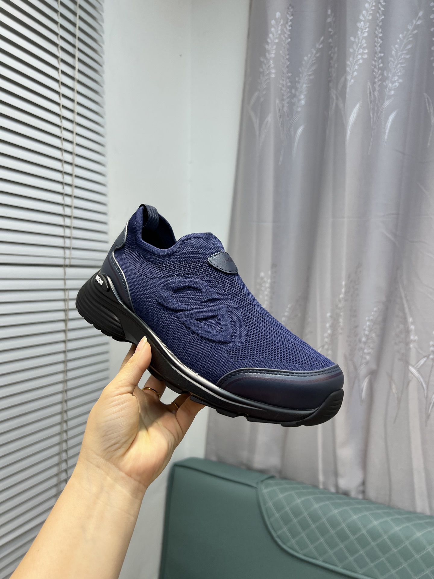Dior Men's Blue Fabric and Leather Slip-On Sneakers, Size 38-44 6 i1743866328922 9694 0 4
