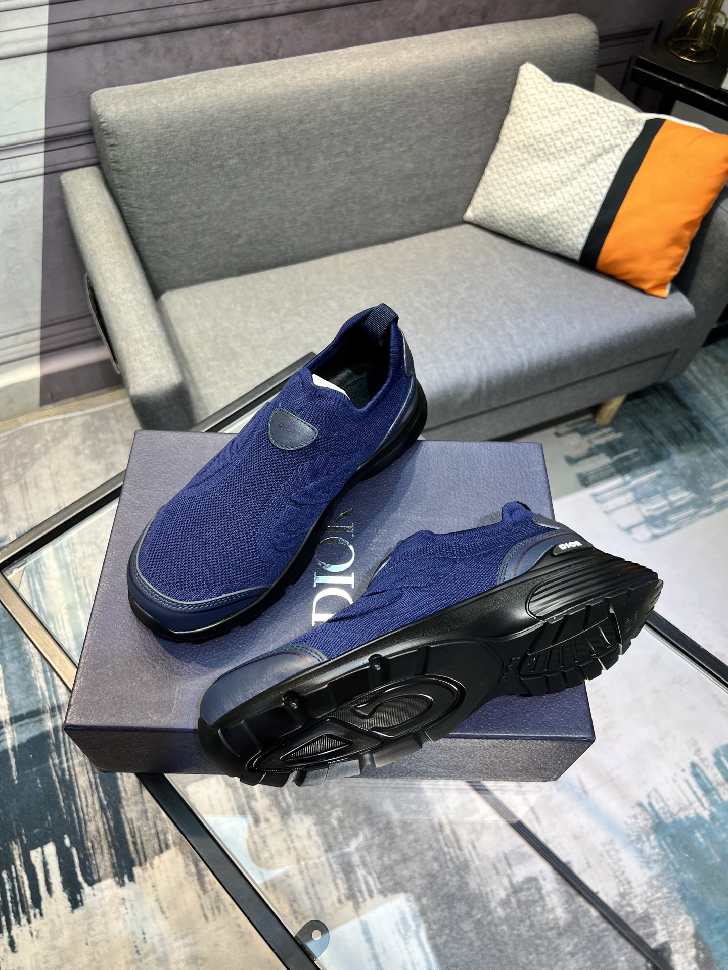 Dior Men's Blue Fabric and Leather Slip-On Sneakers, Size 38-44 4 i1743866333397 7409 0 2