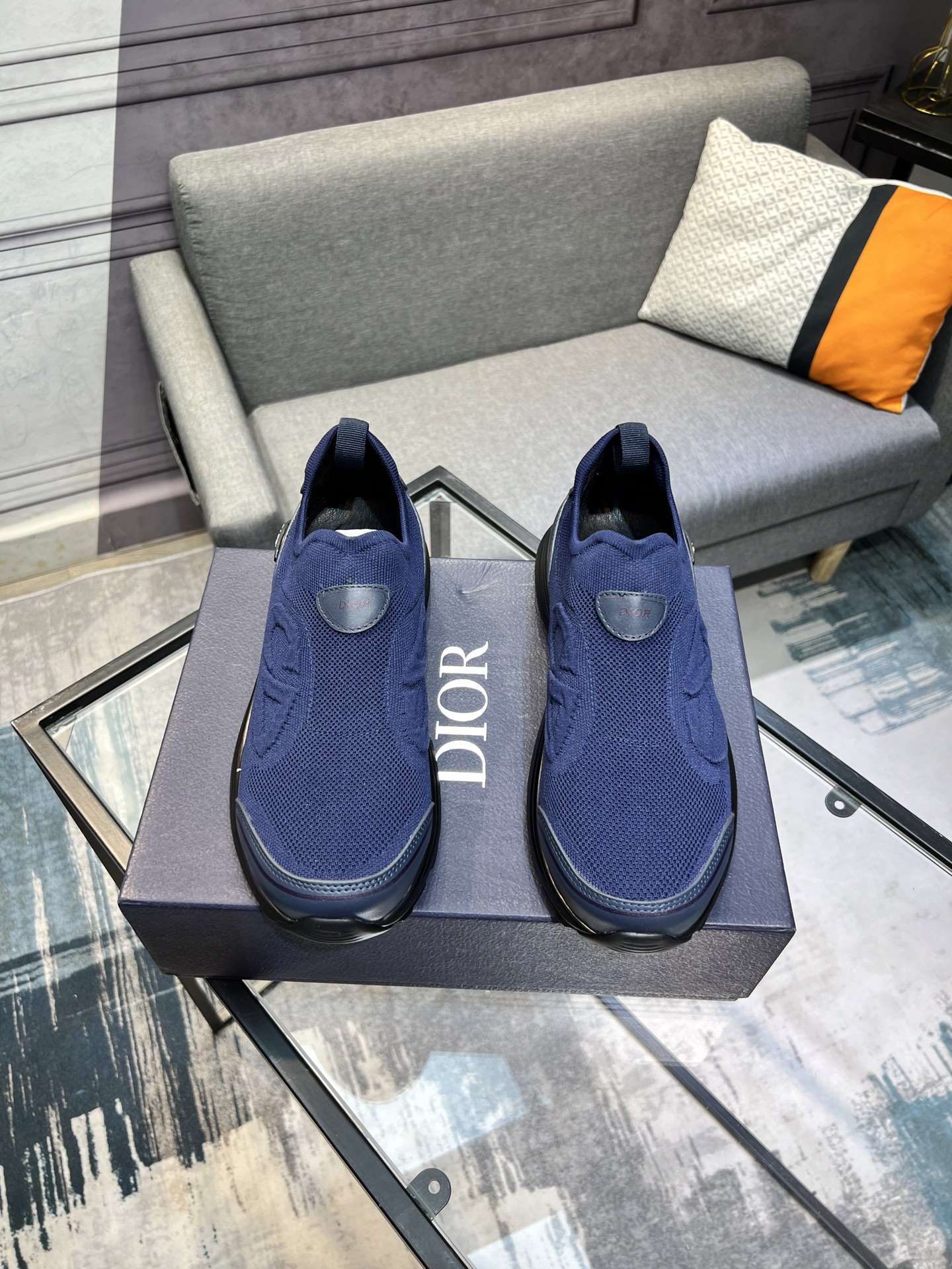 Dior Men's Blue Fabric and Leather Slip-On Sneakers, Size 38-44 2 i1743866333430 5856 0 0