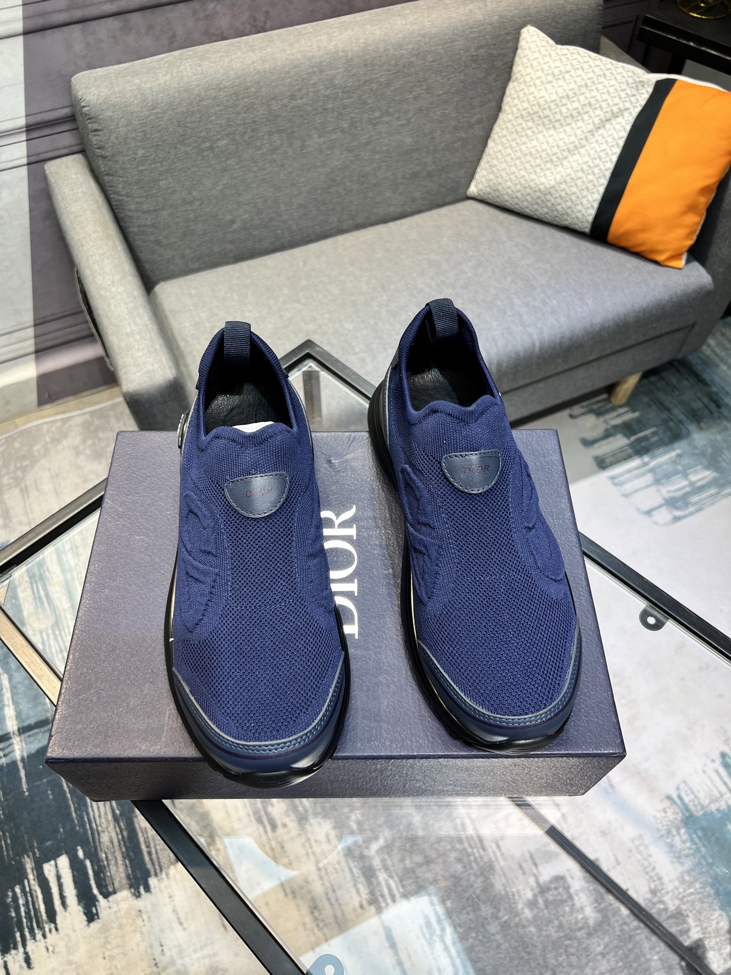 Dior Men's Blue Fabric and Leather Slip-On Sneakers, Size 38-44 5 i1743866333475 4736 0 3