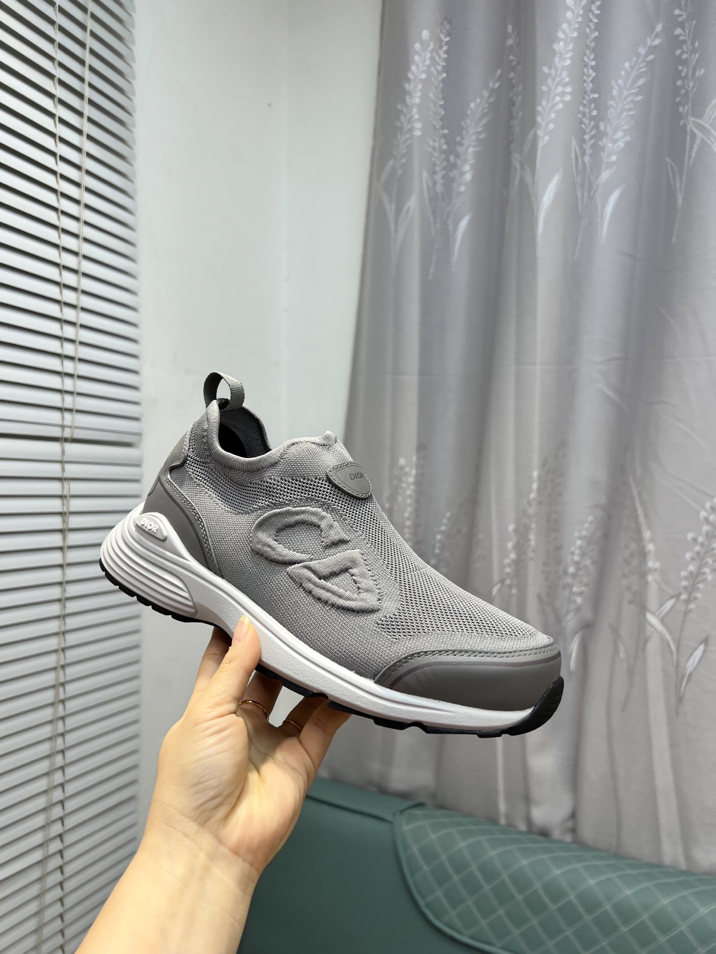 Dior Men's Gray Fabric and Leather Slip-On Sneakers - Comfortable and Stylish 6 i1743866472095 372 0 4