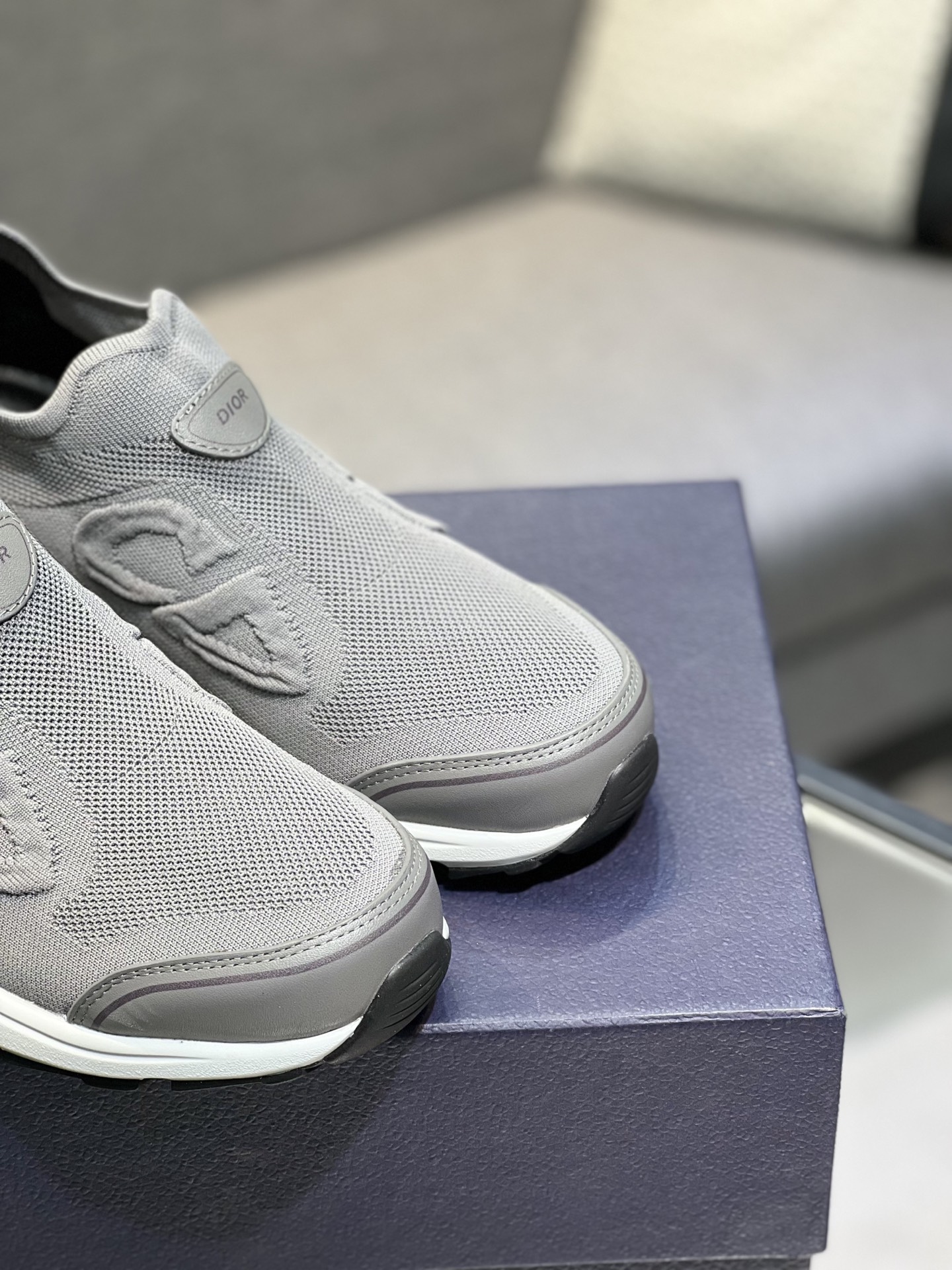 Dior Men's Gray Fabric and Leather Slip-On Sneakers - Comfortable and Stylish 9 i1743866473375 9348 0 7