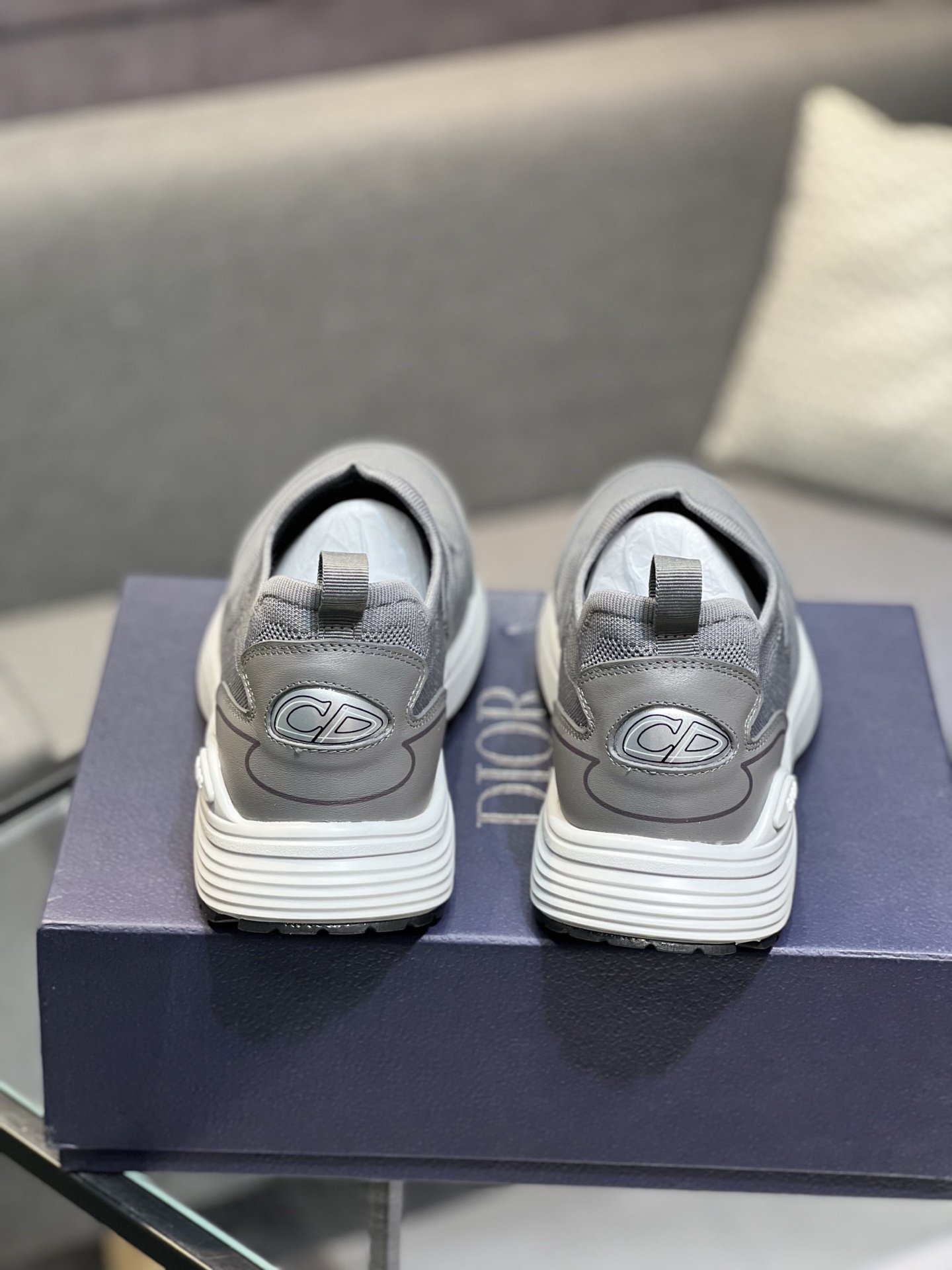 Dior Men's Gray Fabric and Leather Slip-On Sneakers - Comfortable and Stylish 8 i1743866473404 8561 0 6