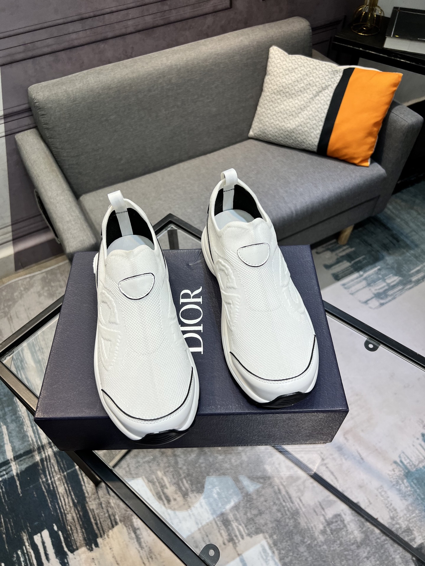 Dior Men's White Fabric and Leather Slip-On Sneakers - Size 38-44 5 i1743866485095 6640 0 3