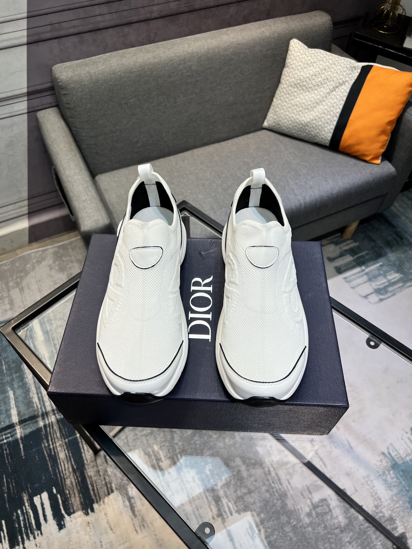 Dior Men's White Fabric and Leather Slip-On Sneakers - Size 38-44 2 i1743866486013 6561 0 0