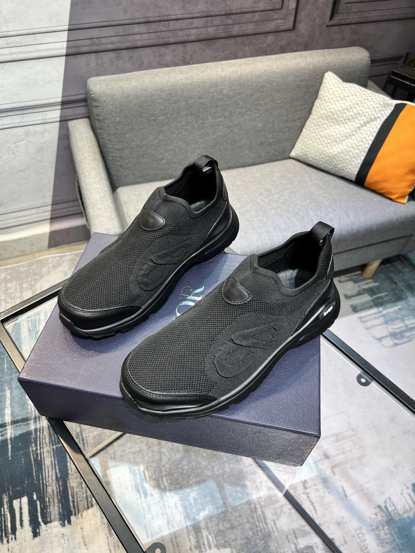 Dior Men's Black Fabric and Leather Slip-On Sneakers Size 38-44 3 i1743866502466 8630 0 1