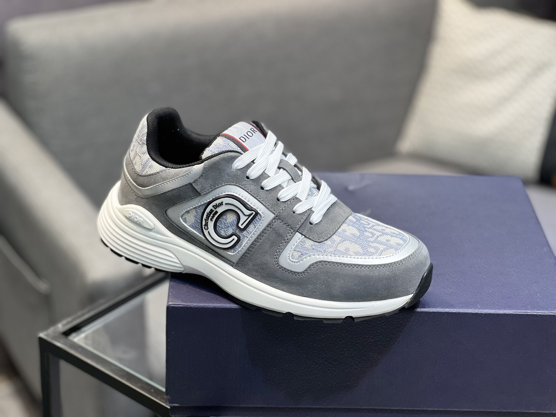 Dior Men's Gray Fabric and Leather Runner Sneakers with Rubber Sole 10 i1743866547434 2733 0 8