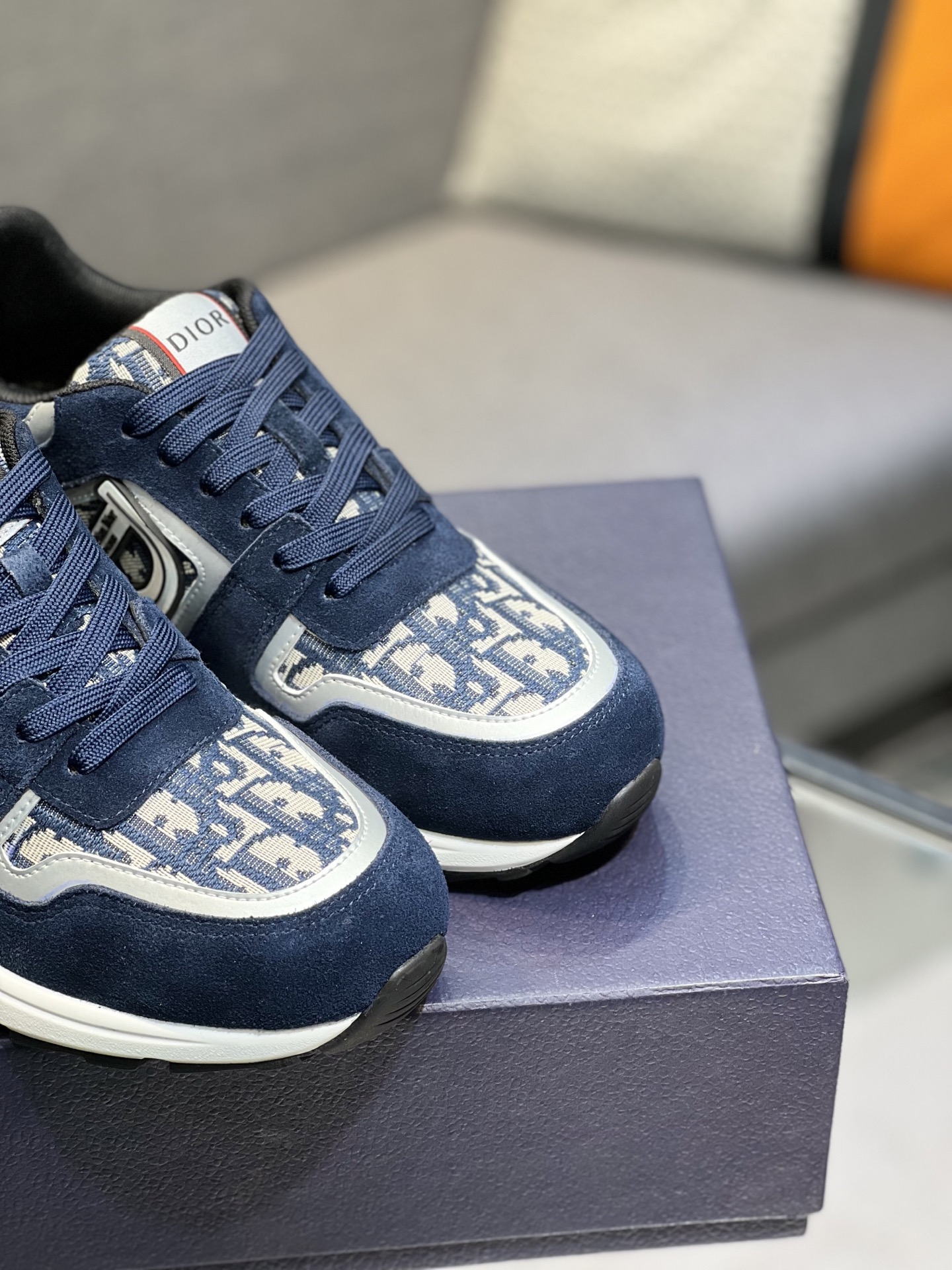 Dior Men's Blue Oblique Patterned Sneakers with Leather and Rubber Sole 9 i1743866716916 7390 0 7