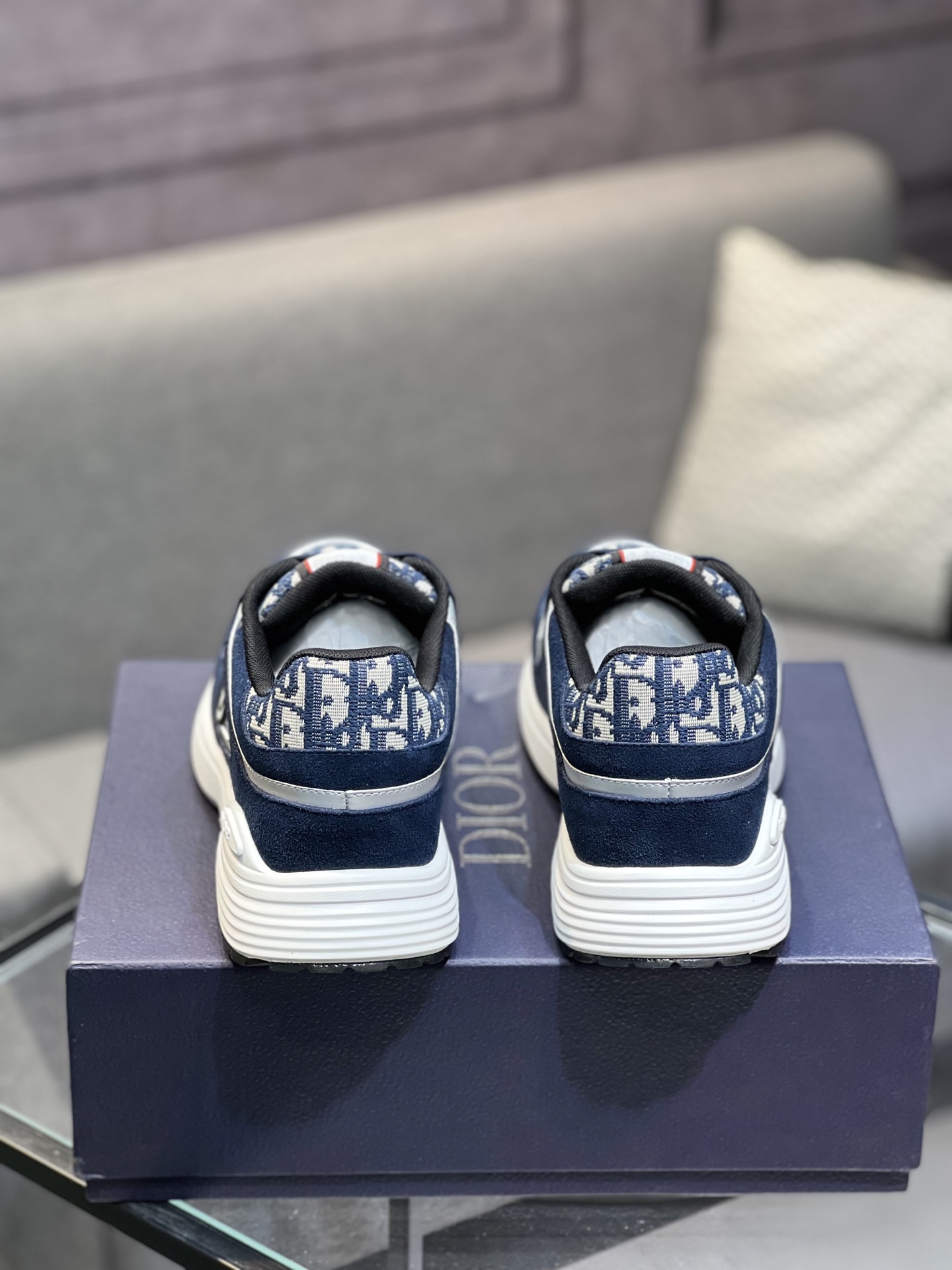 Dior Men's Blue Oblique Patterned Sneakers with Leather and Rubber Sole 8 i1743866717146 8066 0 6