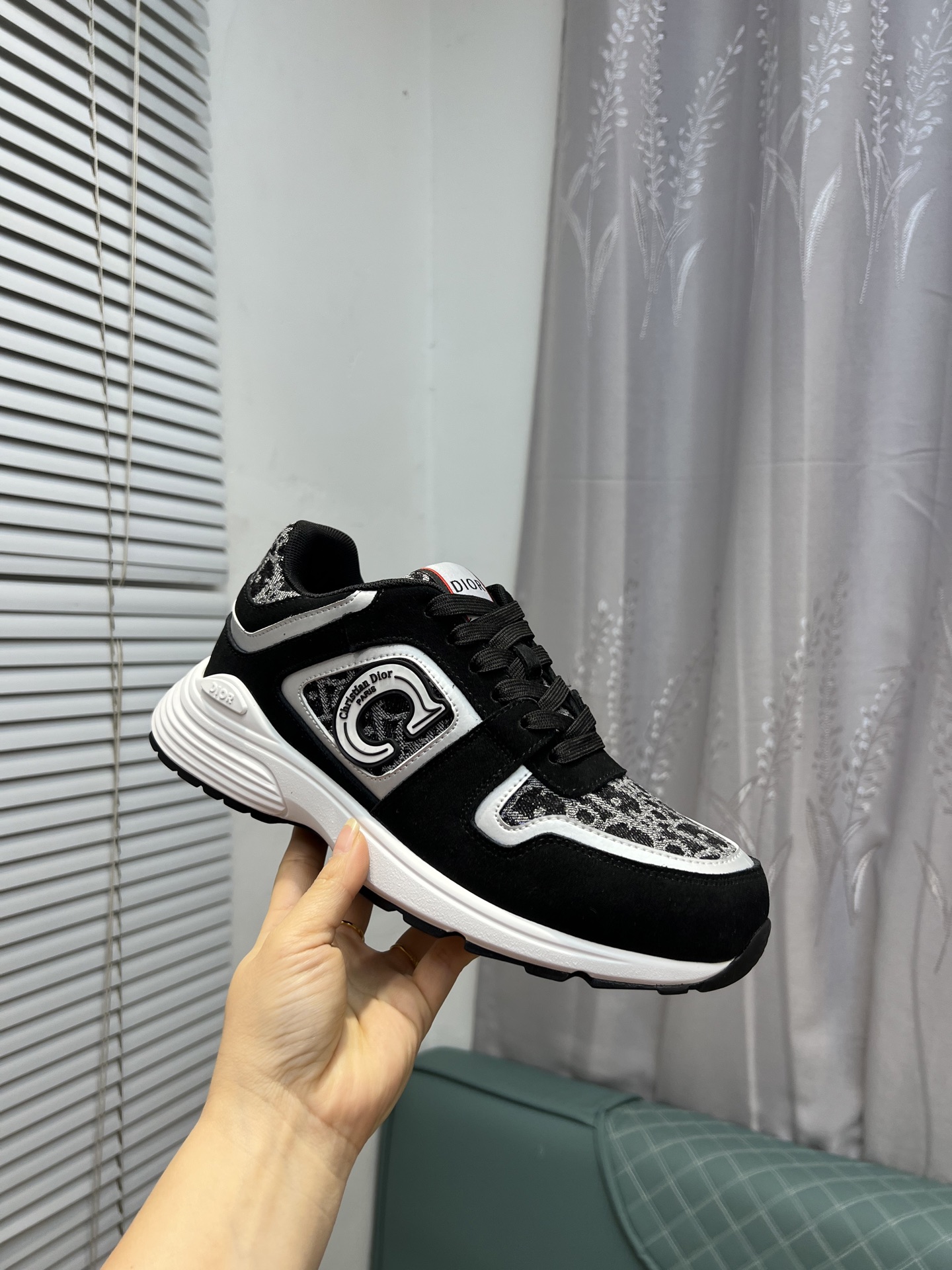 Dior Men's Black Fabric and Leather Sneakers Size 38-44, Comfortable Fit 6 i1743866729298 159 0 4