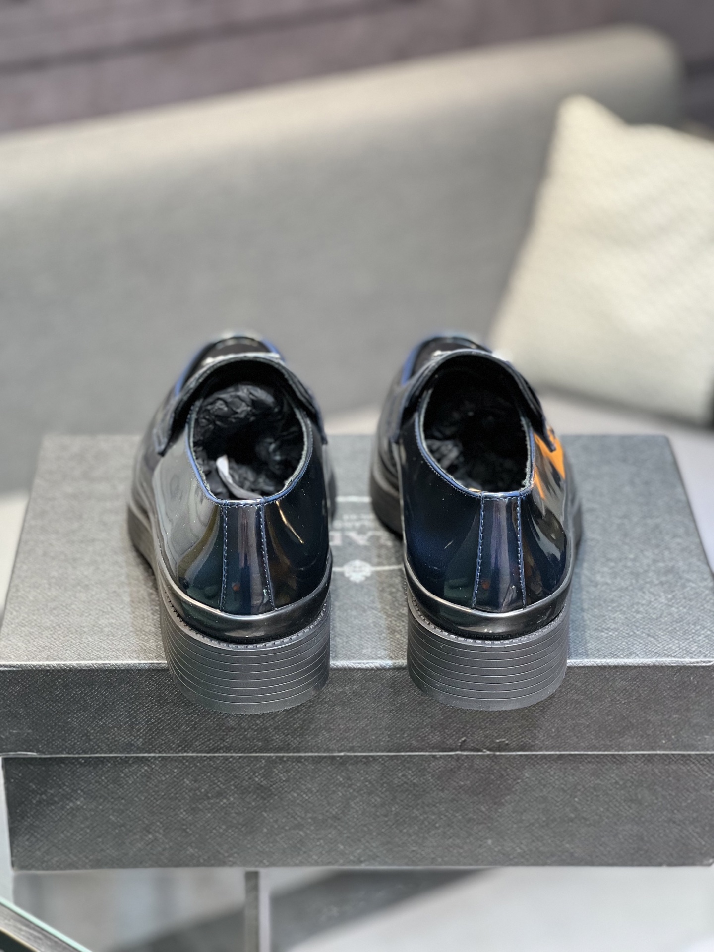 Prada Men's Polished Leather Loafers Slip-On Dress Shoes, Black, Size 39-44 8 i1744644539748 1892 0 6