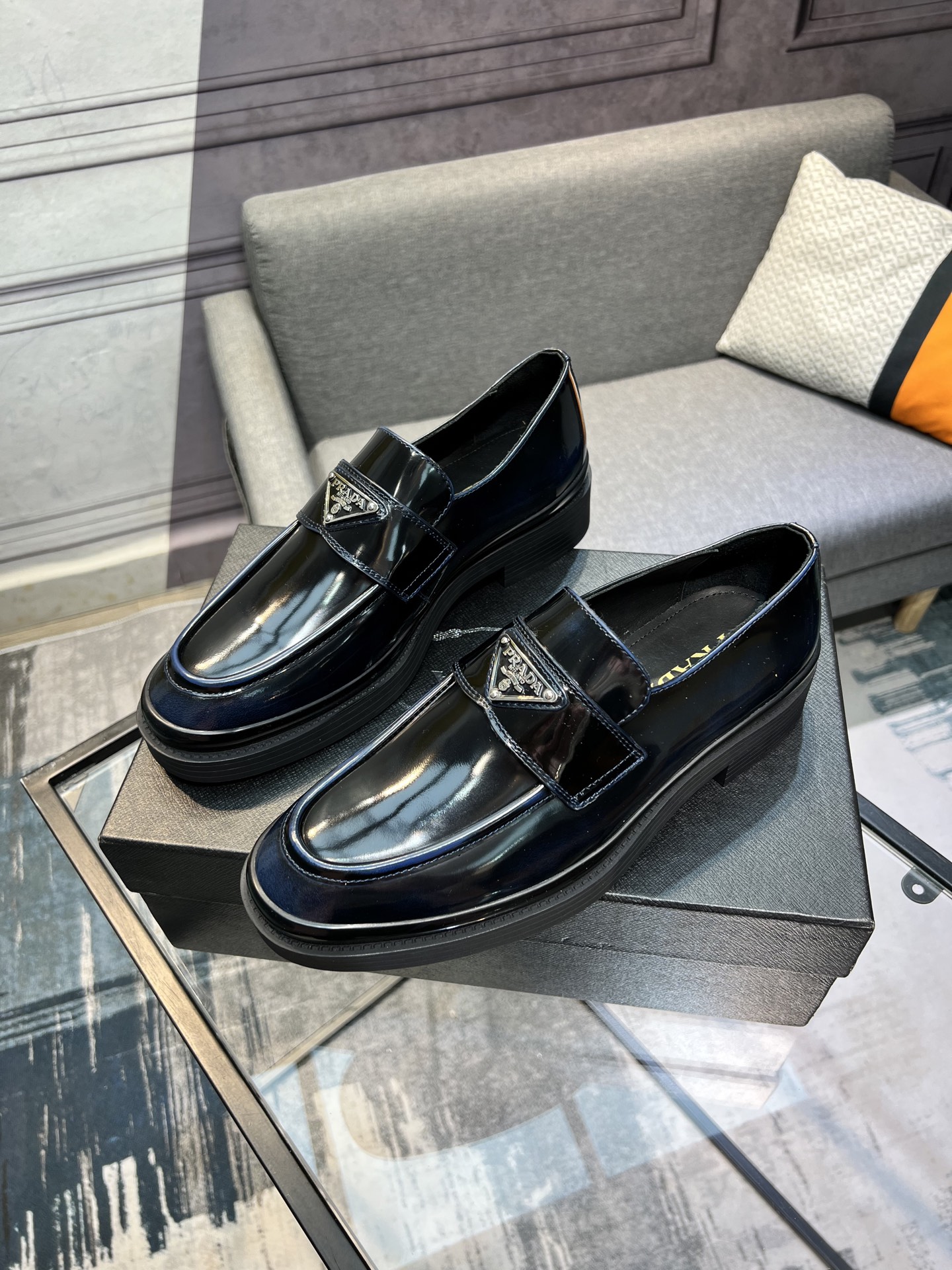 Prada Men's Polished Leather Loafers Slip-On Dress Shoes, Black, Size 39-44 3 i1744644539812 2842 0 1