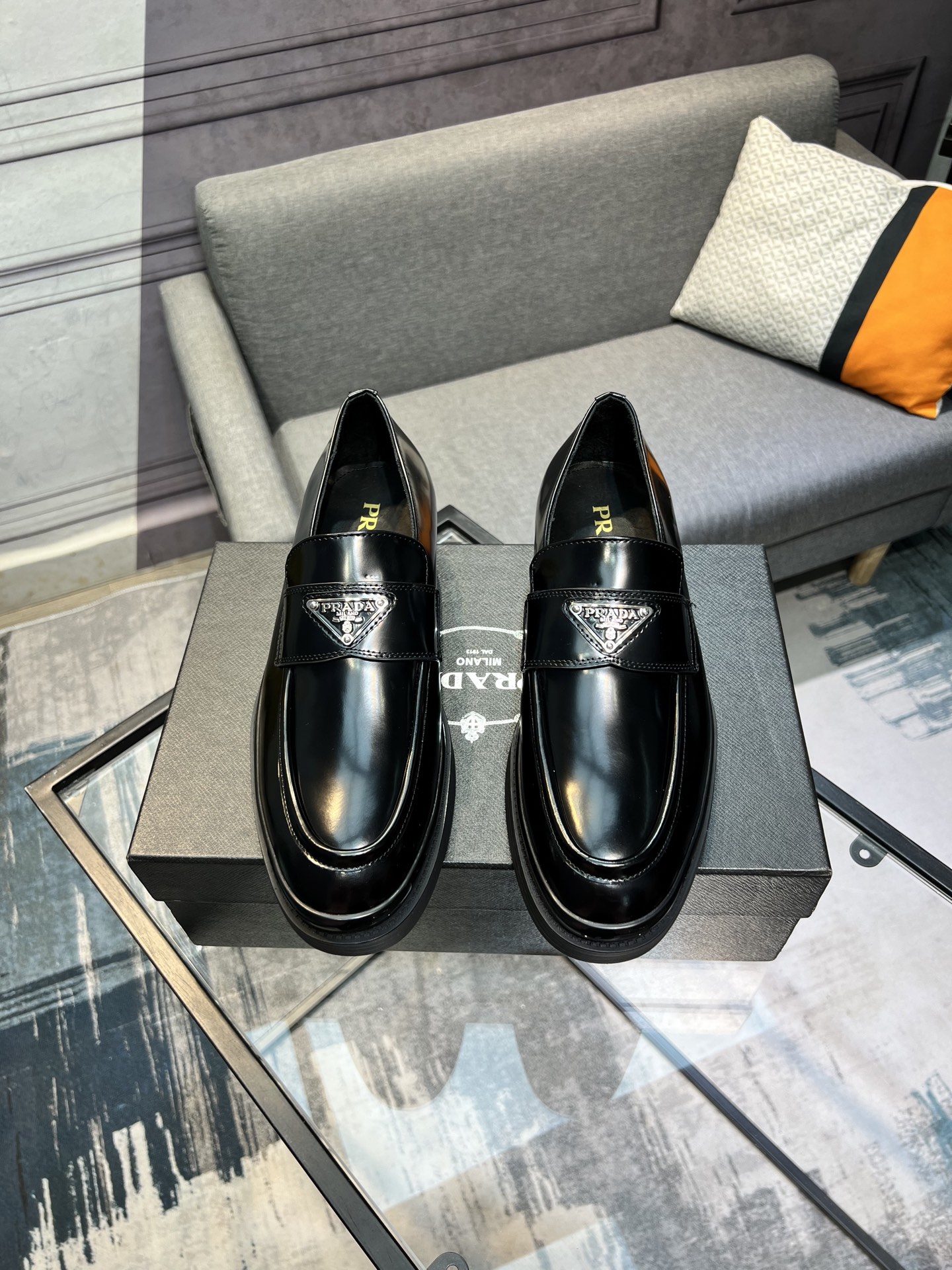Prada New Polished Leather Loafers - Classic Style with Comfort 1 Prada New Polished Leather Loafers - Classic Style with Comfort