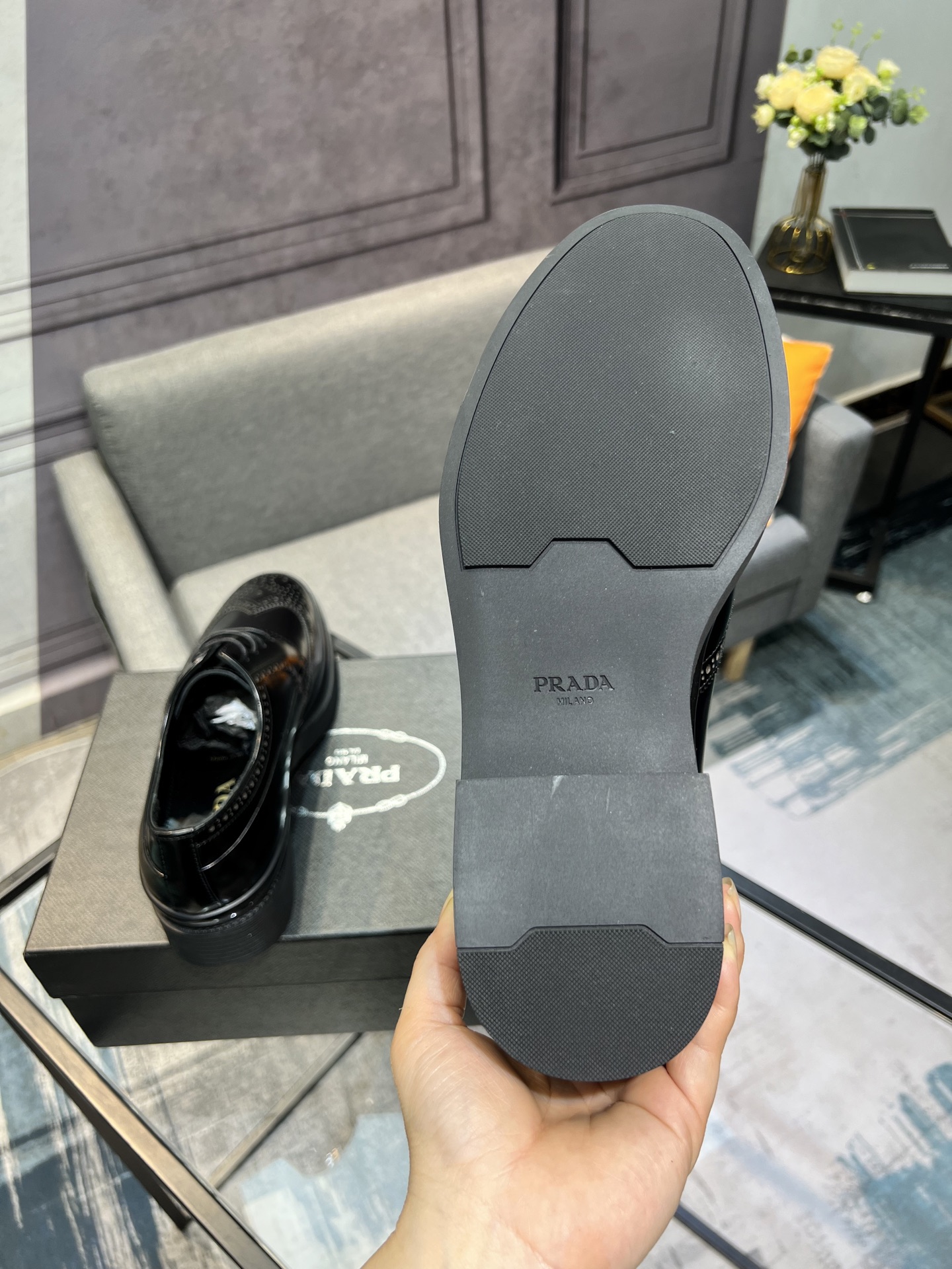 Prada Glossy Leather Loafers, Italian Craftsmanship, Comfortable and Durable 7 i1744644776188 6285 0 5