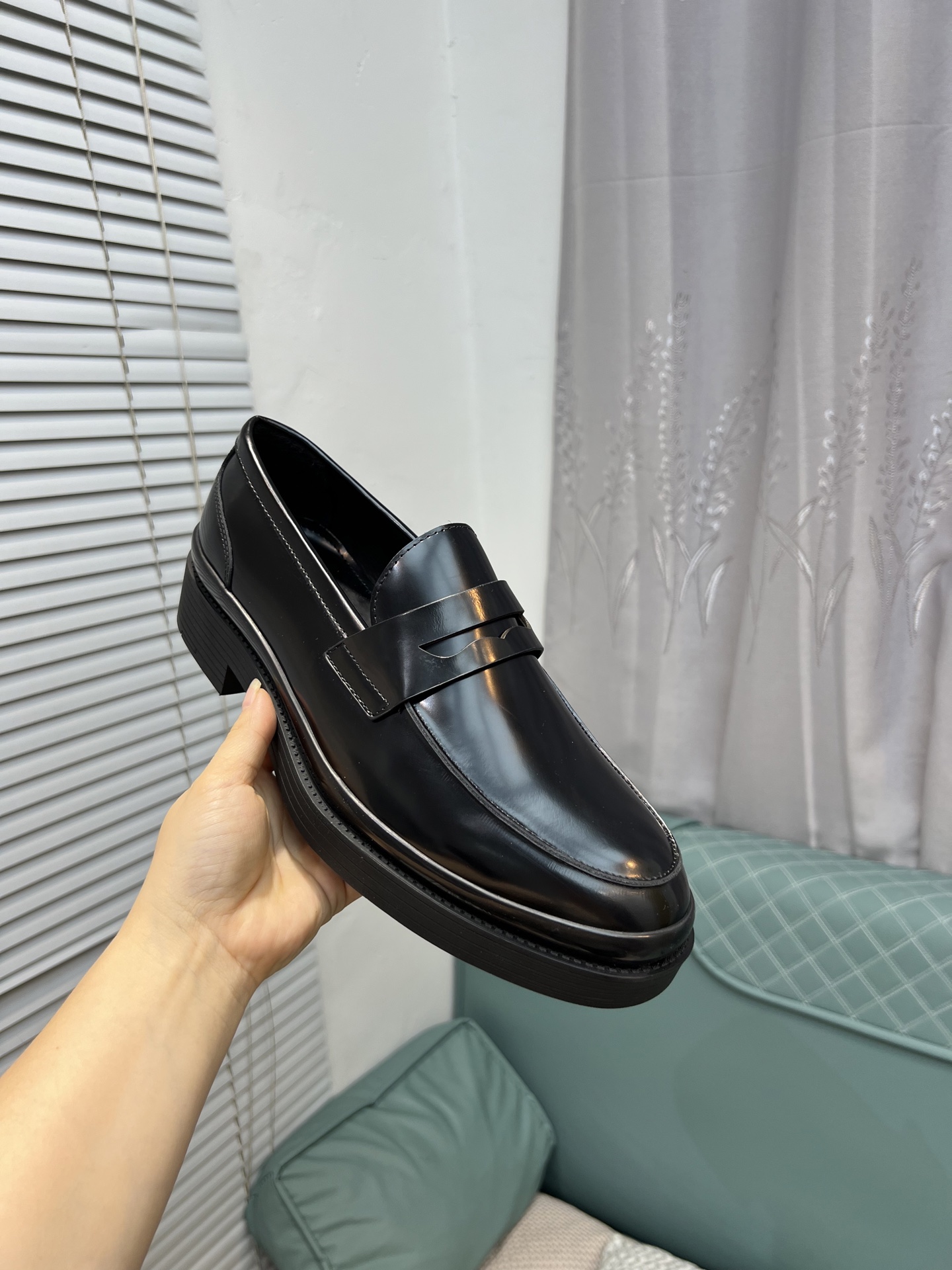 Prada New Polished Leather Loafers, Italian-made, Classic Style 6 i1744644960074 1348 0 4