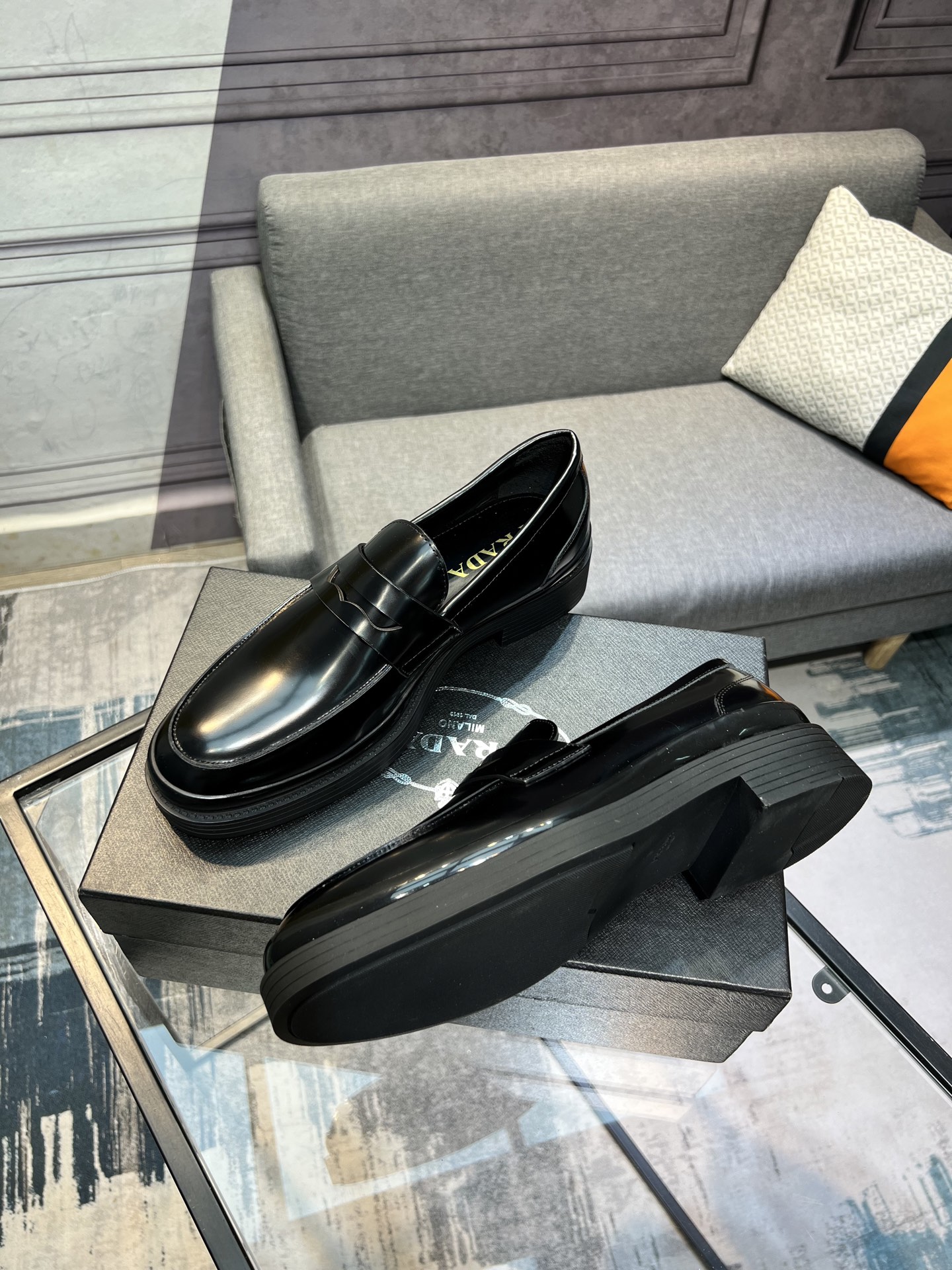 Prada New Polished Leather Loafers, Italian-made, Classic Style 4 i1744644960122 92 0 2