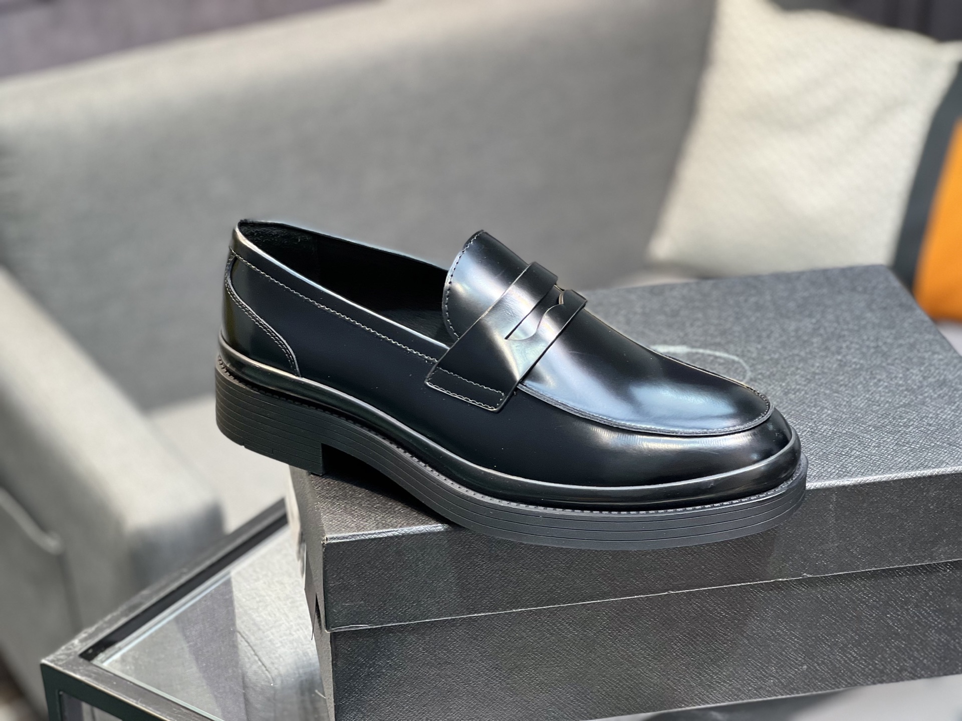 Prada New Polished Leather Loafers, Italian-made, Classic Style 10 i1744644961342 9823 0 8