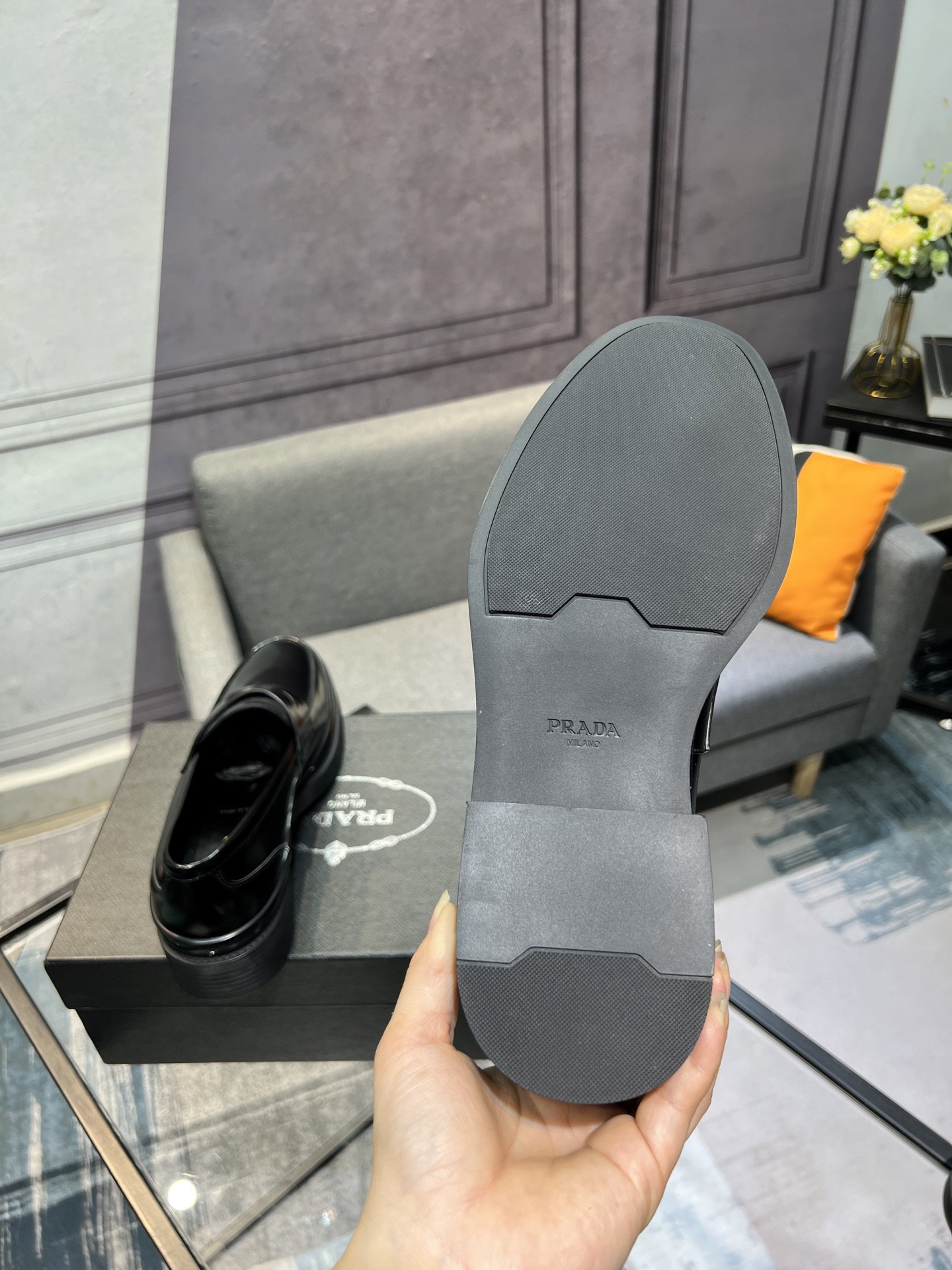 Prada New Polished Leather Loafers, Italian-made, Classic Style 7 i1744644961410 8276 0 5