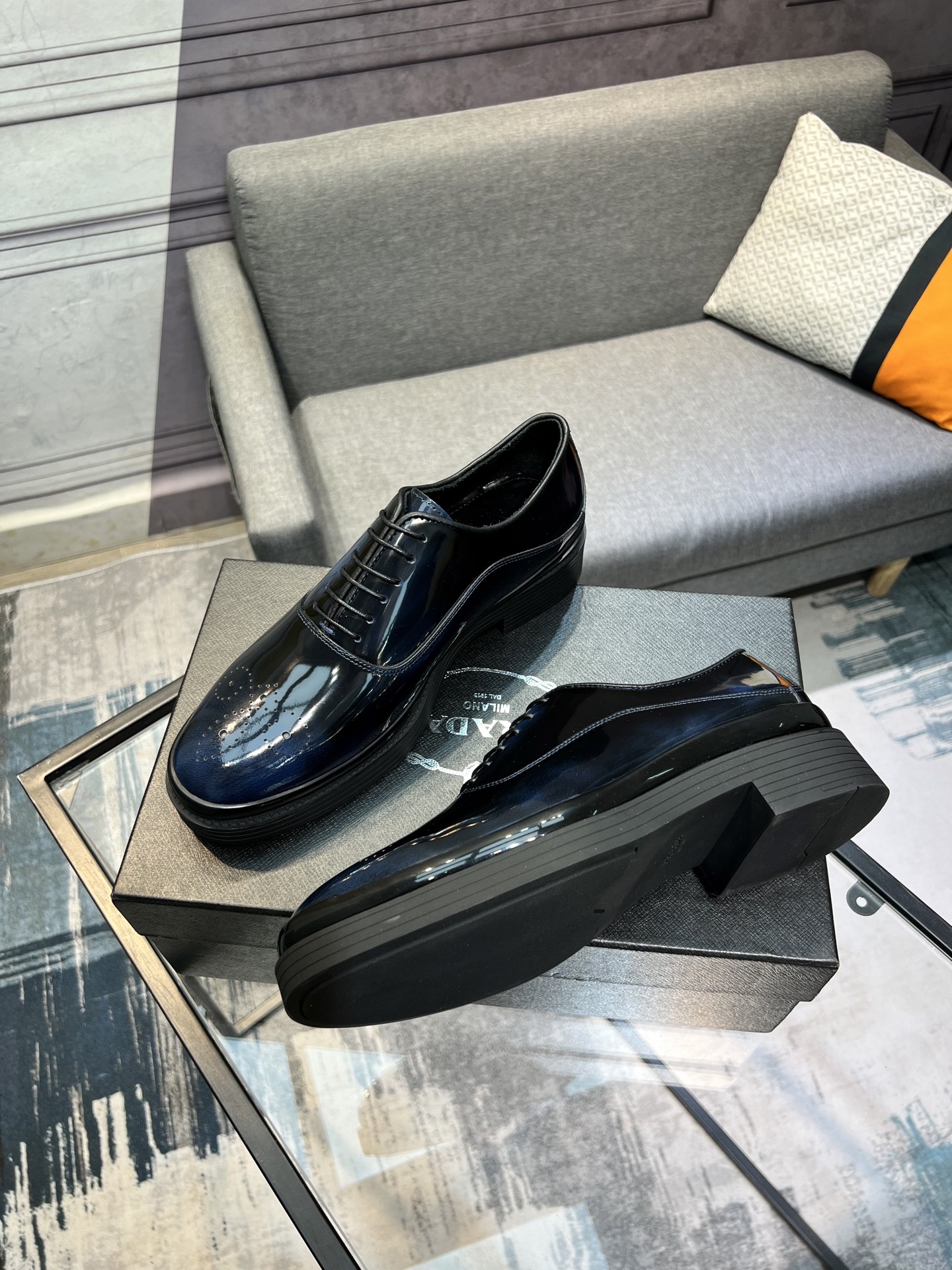 Prada New Glossy Leather Loafers, Italian Leather, Classic and Modern Style 4 i1744645038987 8427 0 2