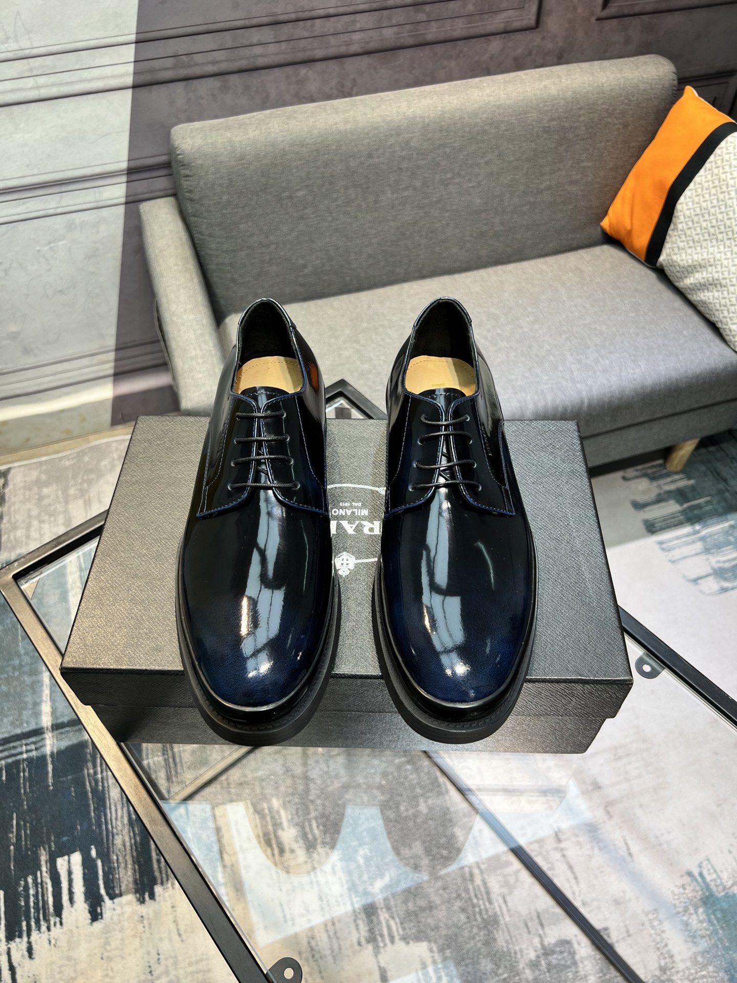 Prada New Polished Leather Loafers, Italian Style, Comfortable and Durable 1 Prada New Polished Leather Loafers, Italian Style, Comfortable and Durable