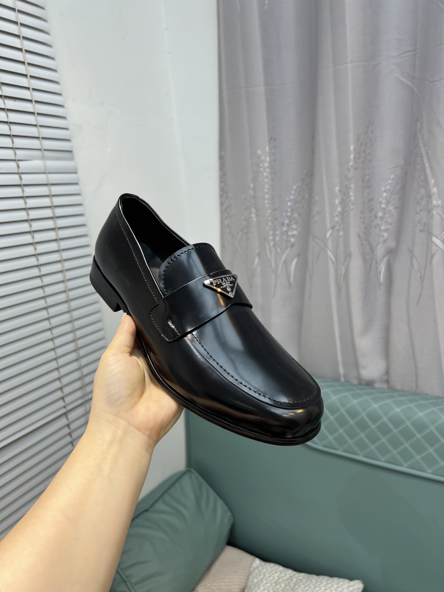 Prada Men's Polished Leather Loafers with Classic Penny Bar and Logo Detail 6 i1744645179687 5544 0 4