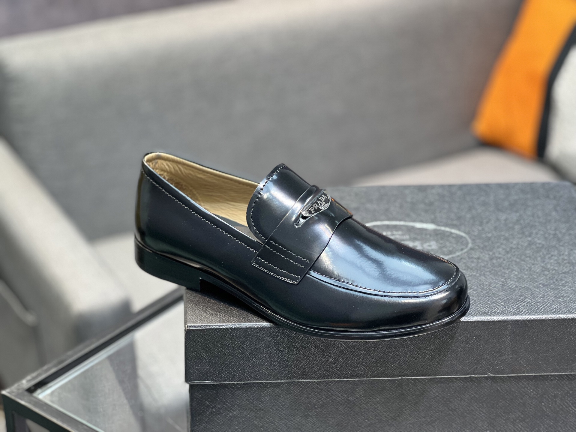 Prada Men's Polished Leather Loafers, Classic Style, Comfortable Fit, Size 39-44 10 i1744645455015 9289 0 8