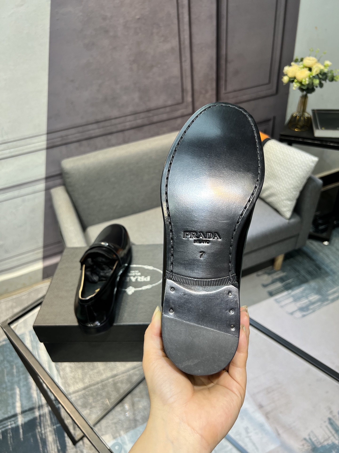 Prada Men's Polished Leather Loafers, Classic Style, Comfortable Fit, Size 39-44 7 i1744645459256 5413 0 5