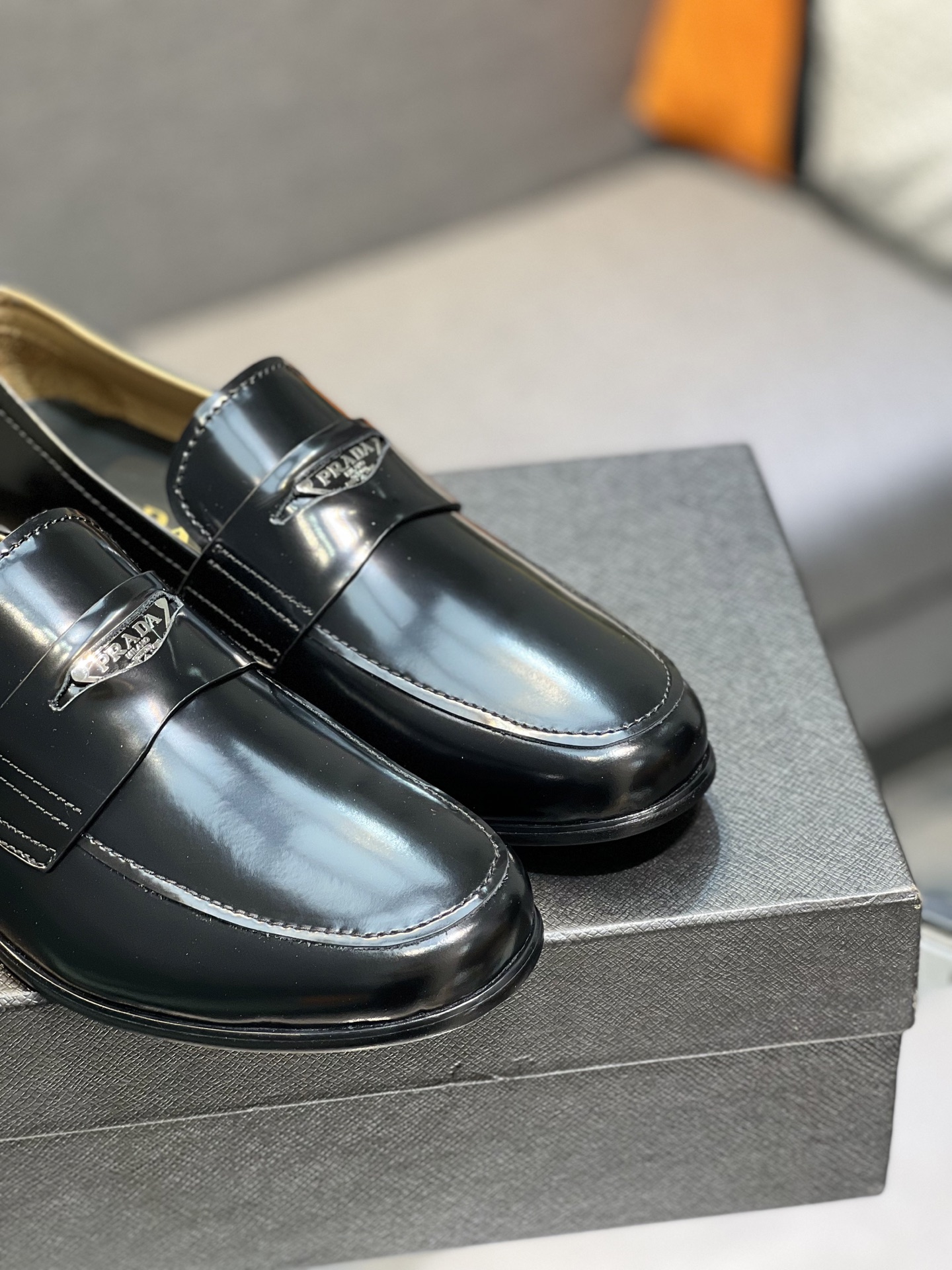 Prada Men's Polished Leather Loafers, Classic Style, Comfortable Fit, Size 39-44 9 i1744645528275 8264 0 7