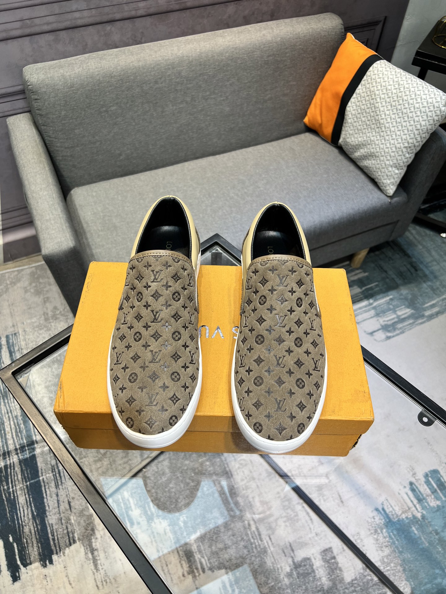 Louis Vuitton Men's Casual Slip-On Loafers with Leather Lining and Rubber Sole 1 Louis Vuitton Men's Casual Slip-On Loafers with Leather Lining and Rubber Sole