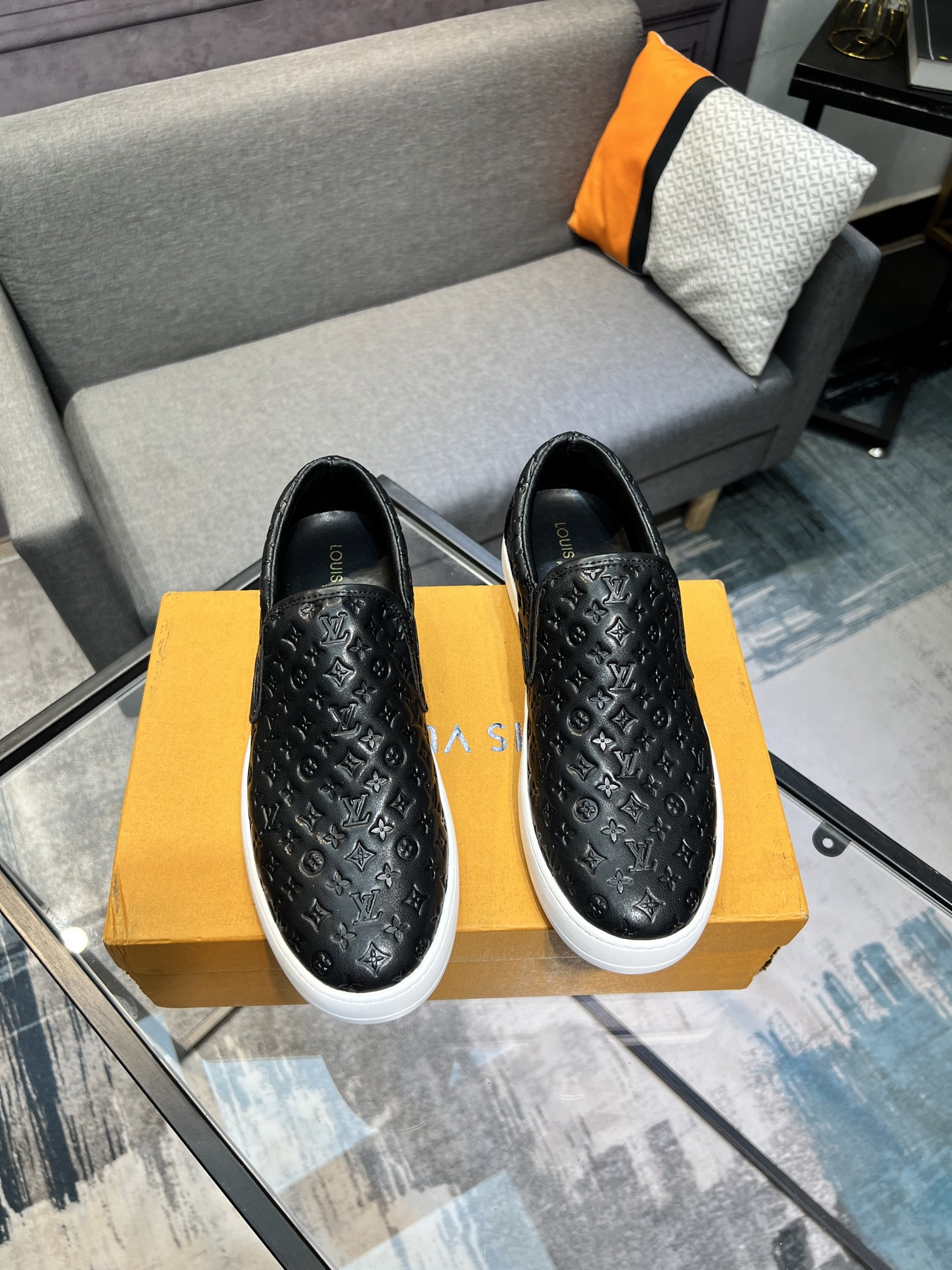 Louis Vuitton Men's Black Leather Slip-On Sneakers - EU Sizes 38-44 5 i1744817458629 3714 0 3