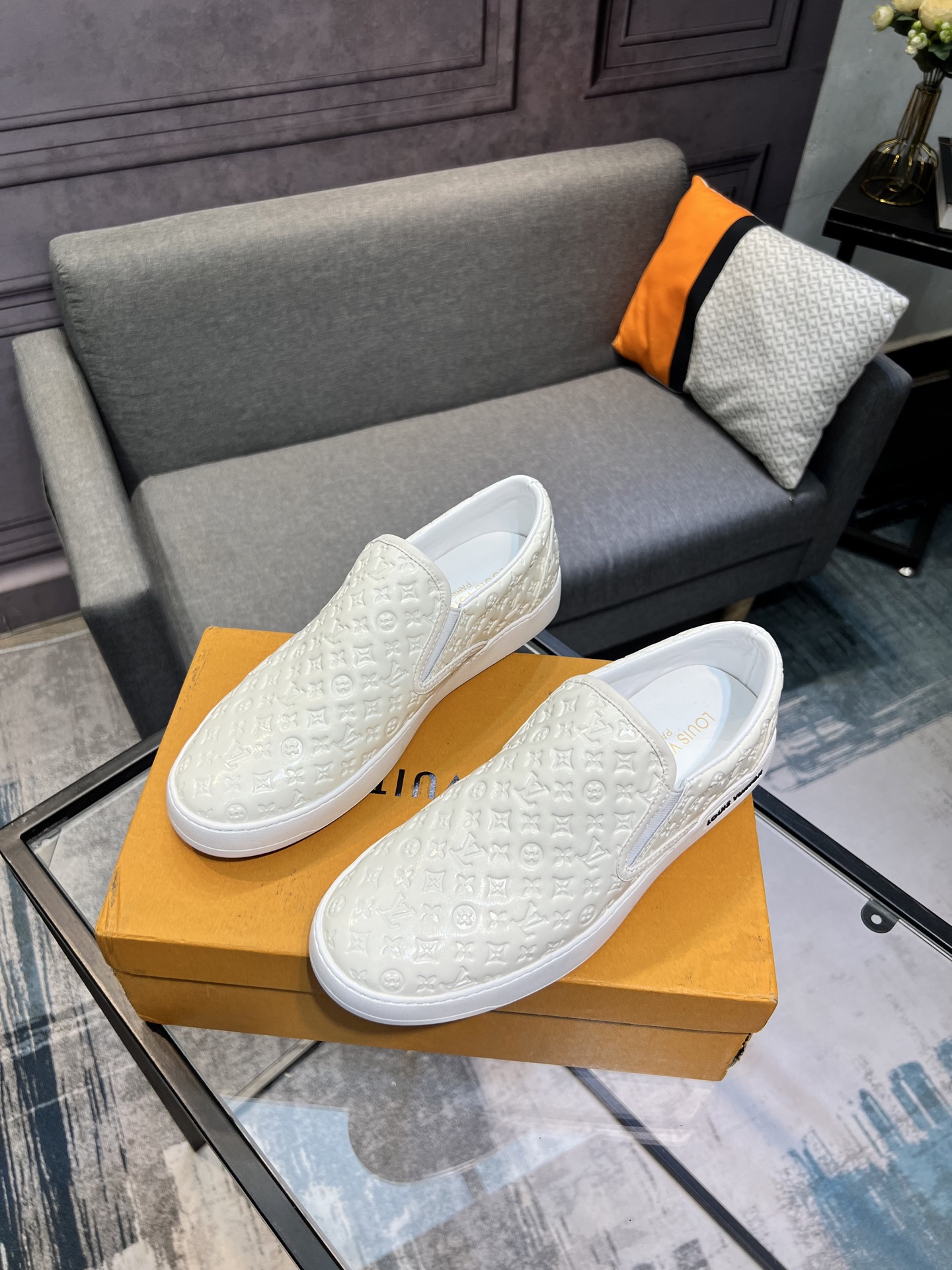 Louis Vuitton Men's White Leather Slip-On Sneakers, Sizes 38-44 3 i1744817474869 1695 0 1