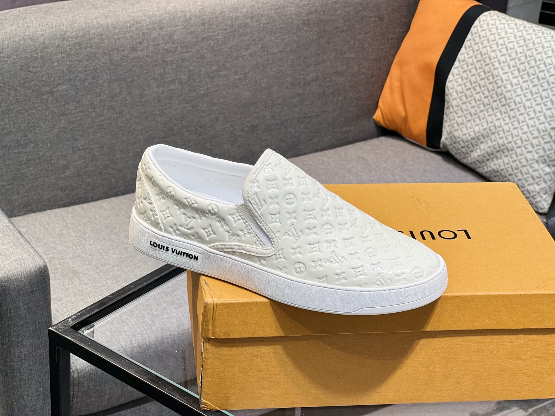 Louis Vuitton Men's White Leather Slip-On Sneakers, Sizes 38-44 10 i1744817474969 1097 0 8