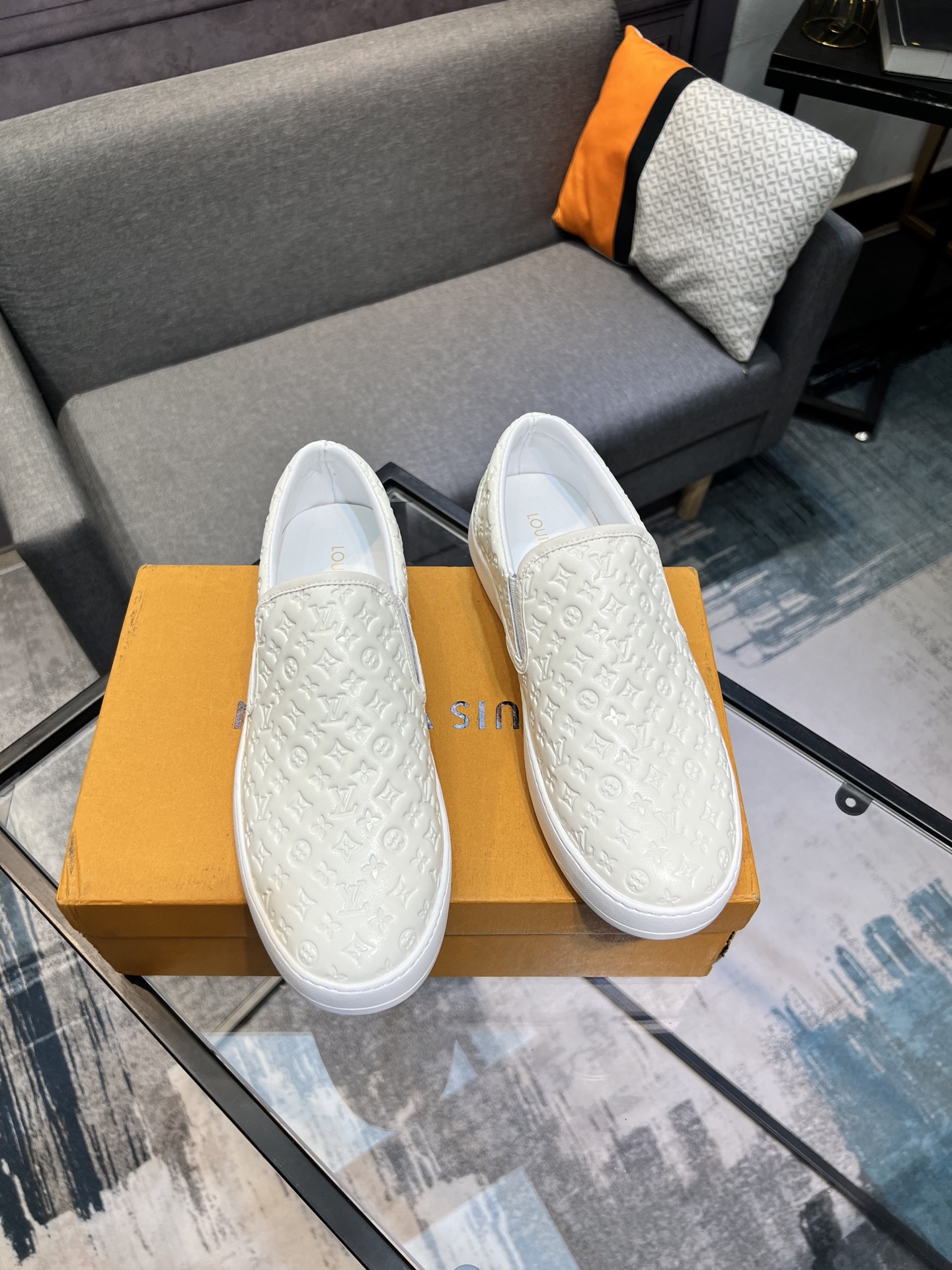 Louis Vuitton Men's White Leather Slip-On Sneakers, Sizes 38-44 5 i1744817475025 2192 0 3