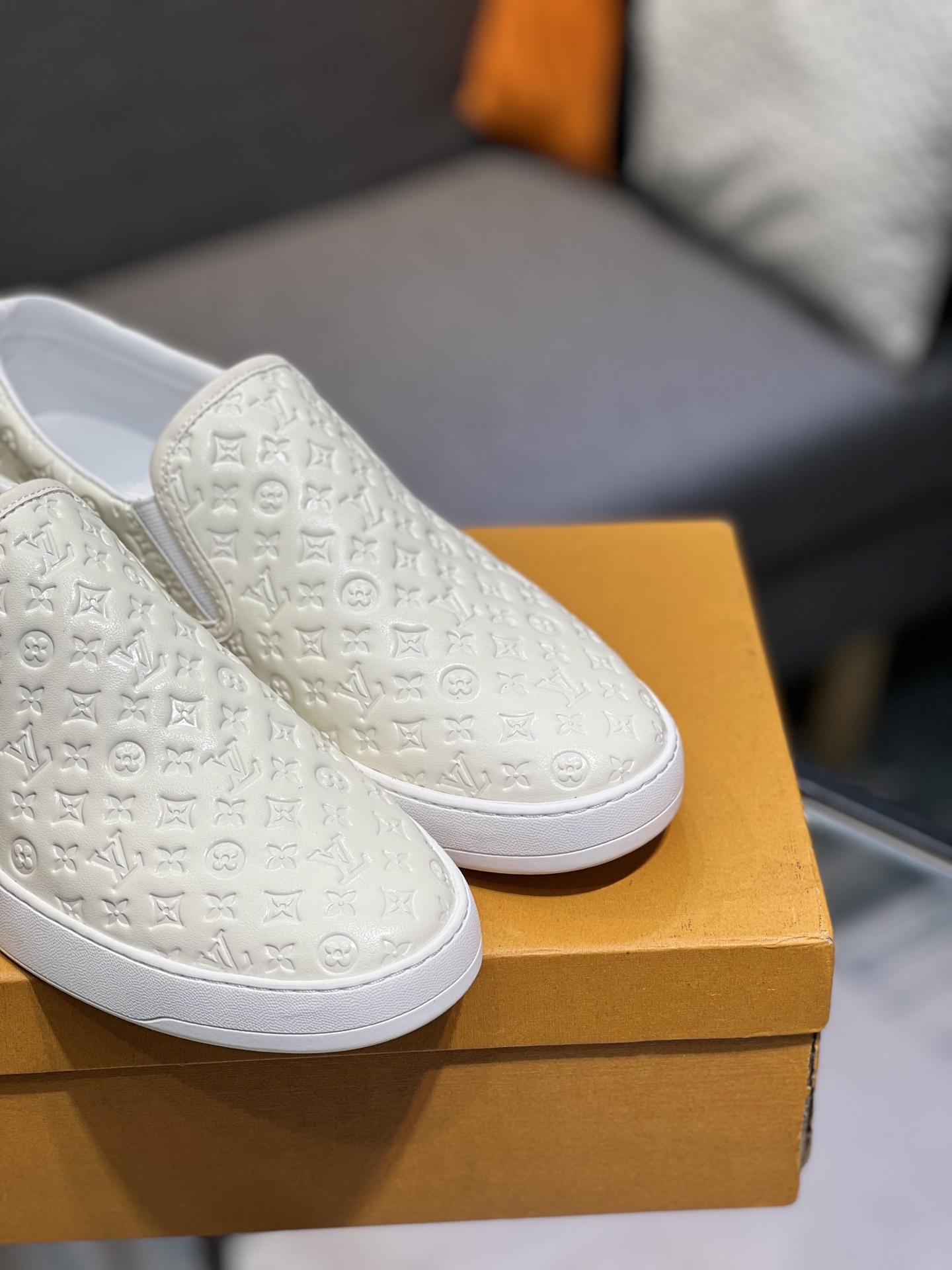 Louis Vuitton Men's White Leather Slip-On Sneakers, Sizes 38-44 9 i1744817475917 1659 0 7