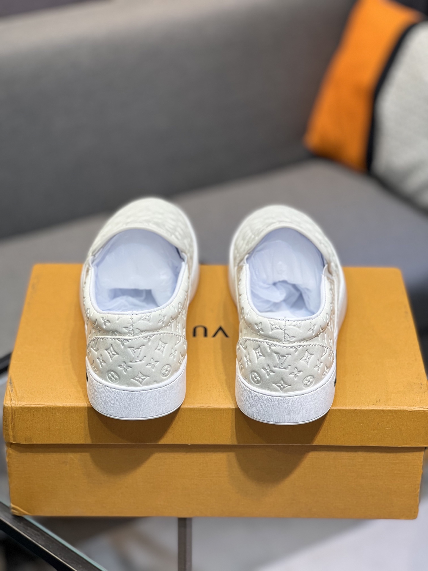 Louis Vuitton Men's White Leather Slip-On Sneakers, Sizes 38-44 8 i1744817475996 6175 0 6