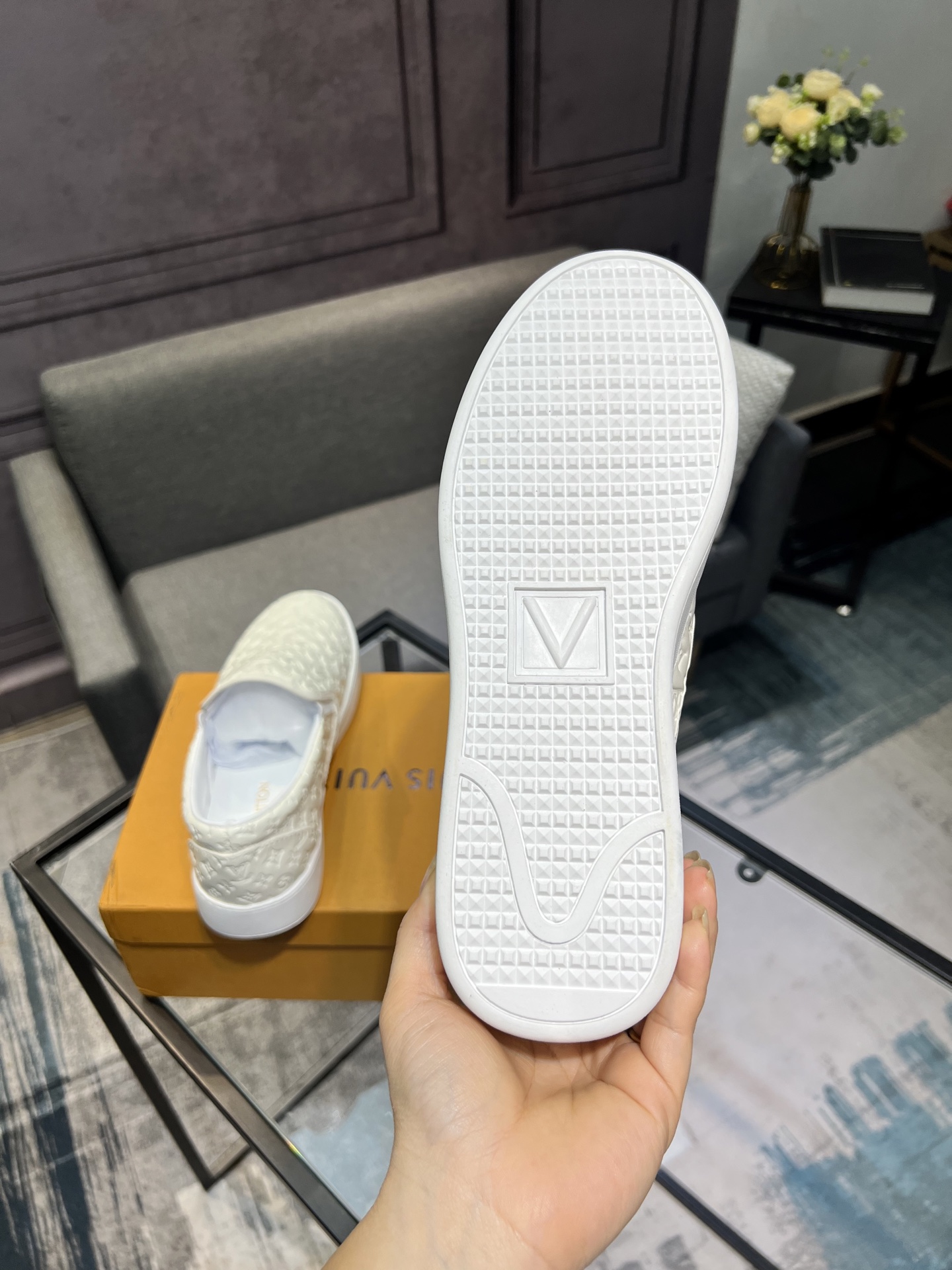 Louis Vuitton Men's White Leather Slip-On Sneakers, Sizes 38-44 7 i1744817476040 5408 0 5